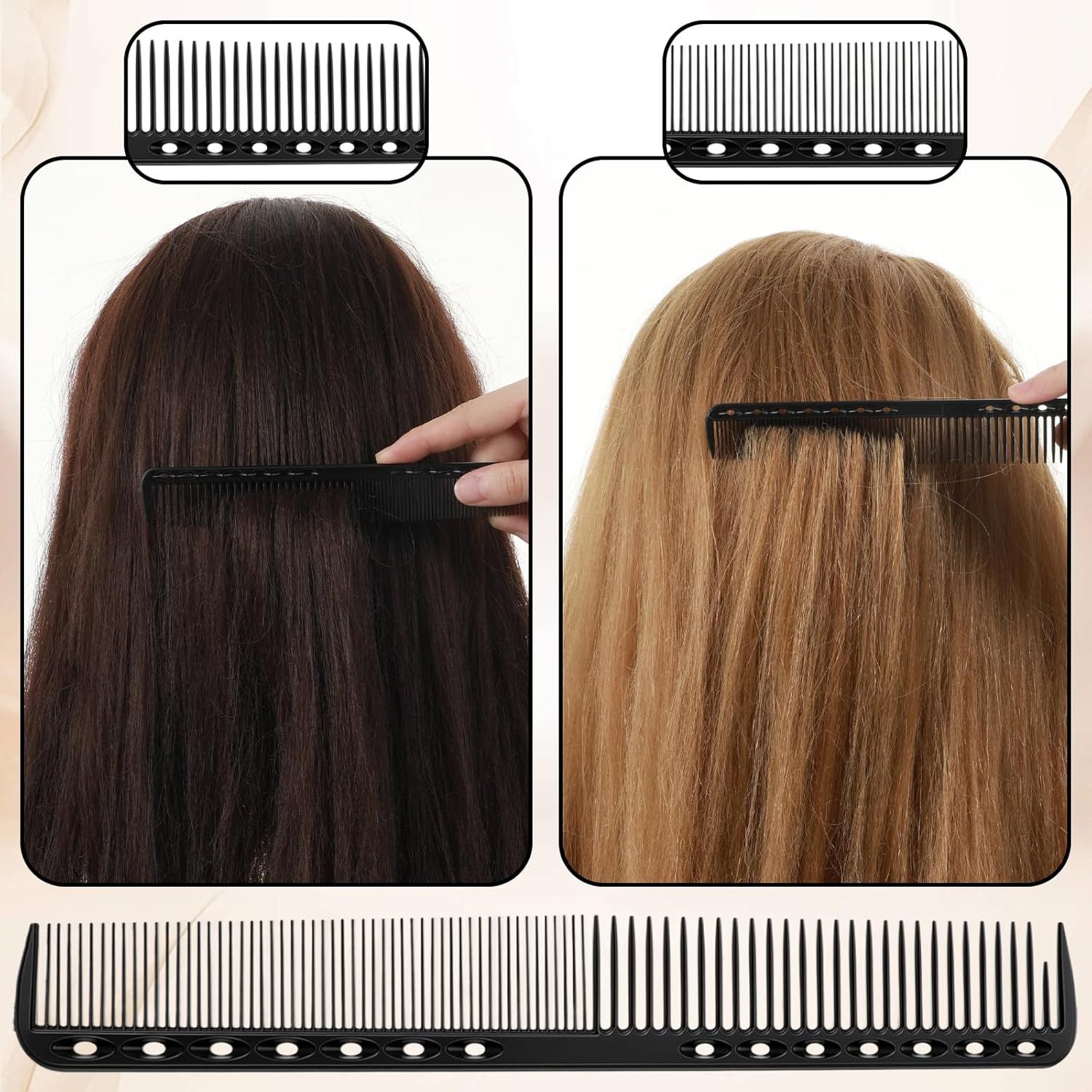 10PCS Cutting Combs for Hair Stylist, Carbon Fiber Hair Combs Fine Tooth Comb Barber Comb Heat Resistant Carbon Fiber Professional Salon Hairdressing for Salon Stylist Men and Women Black - Image 6