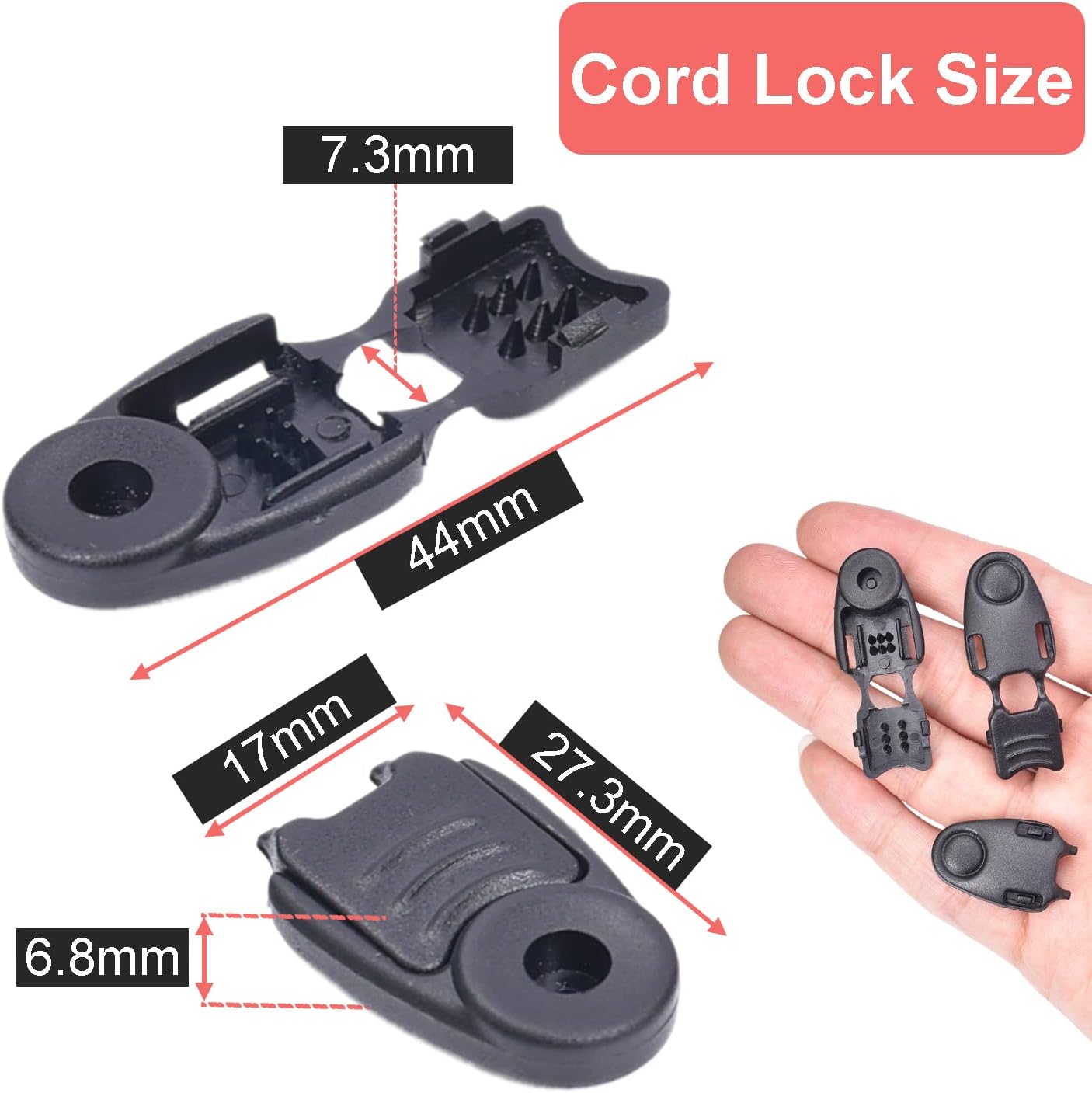 CooBigo 20 Pack Zipper Pull Cord Ends Zipcords Stopper Paracord Parachute Clips Running Shoe lace Elastic Shock Bungee Rope Drawstrings Ends Lock DIY Replacement Plastic Black - Image 2