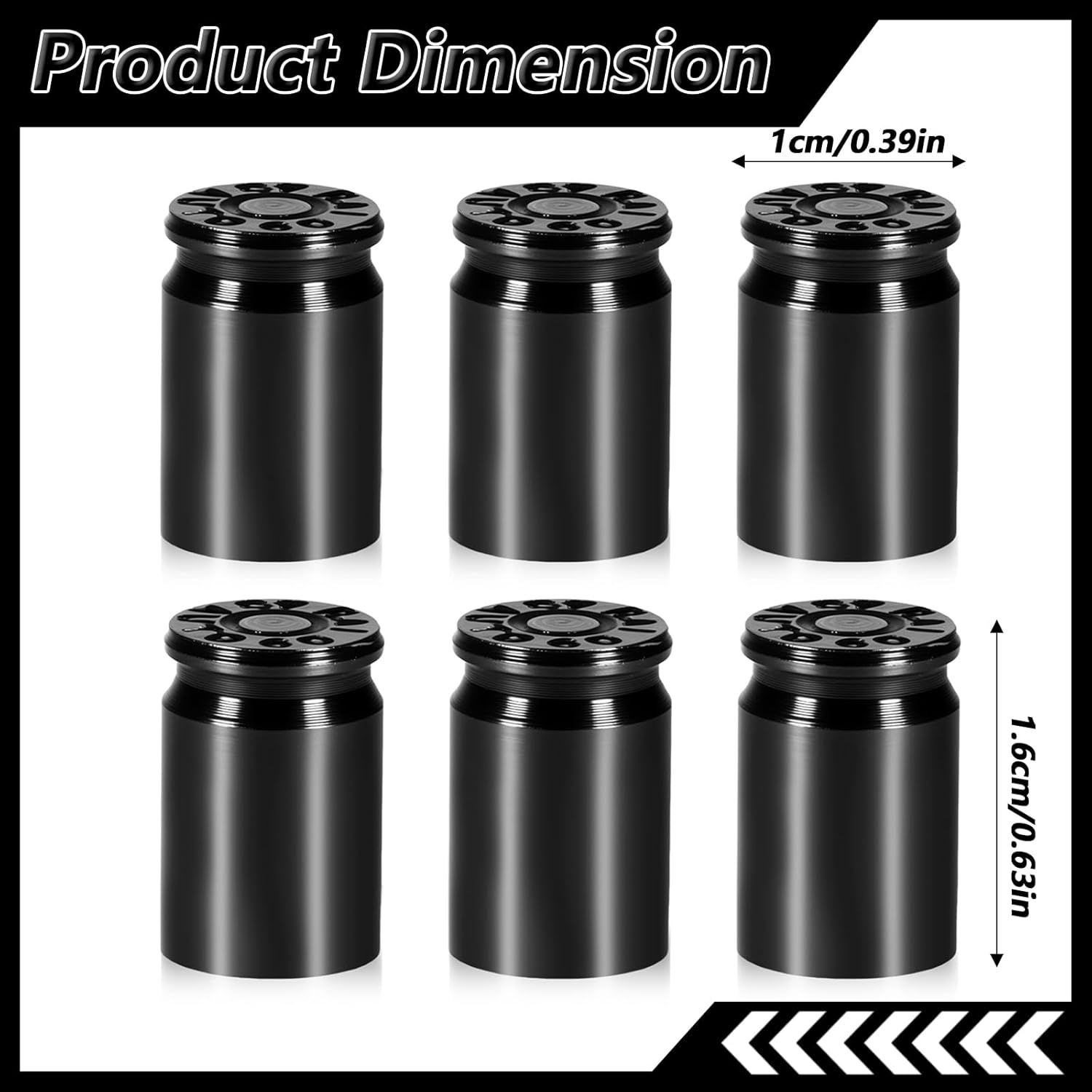 6 Pcs Bullet Tire Valve Stem Caps, Aluminum Alloy Car Tire Valve Caps, Universal Tire Air Cap for Cars, SUV, Trucks, Bikes, Motorcycles, Bicycles (Black) - Image 2