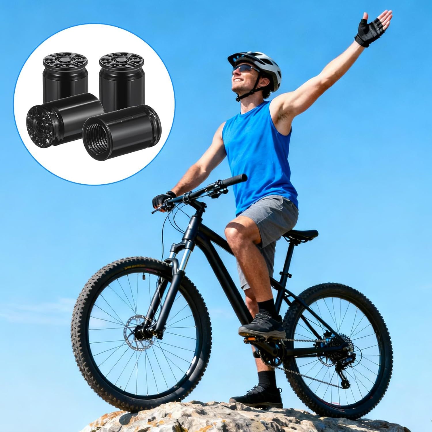 6 Pcs Bullet Tire Valve Stem Caps, Aluminum Alloy Car Tire Valve Caps, Universal Tire Air Cap for Cars, SUV, Trucks, Bikes, Motorcycles, Bicycles (Black) - Image 6