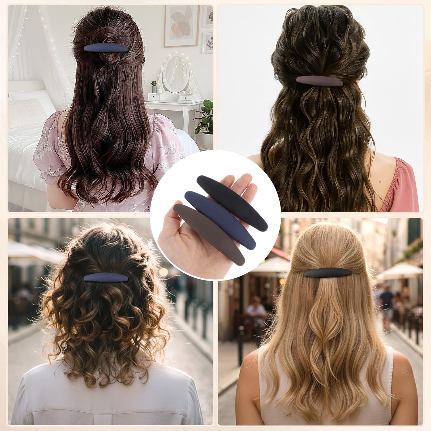 3PCS Large French Hair Barrettes for Women Thin Hairs, Half up French Barrette Hair Clips for Thick Thin, Short and Fine Hairs - Image 4