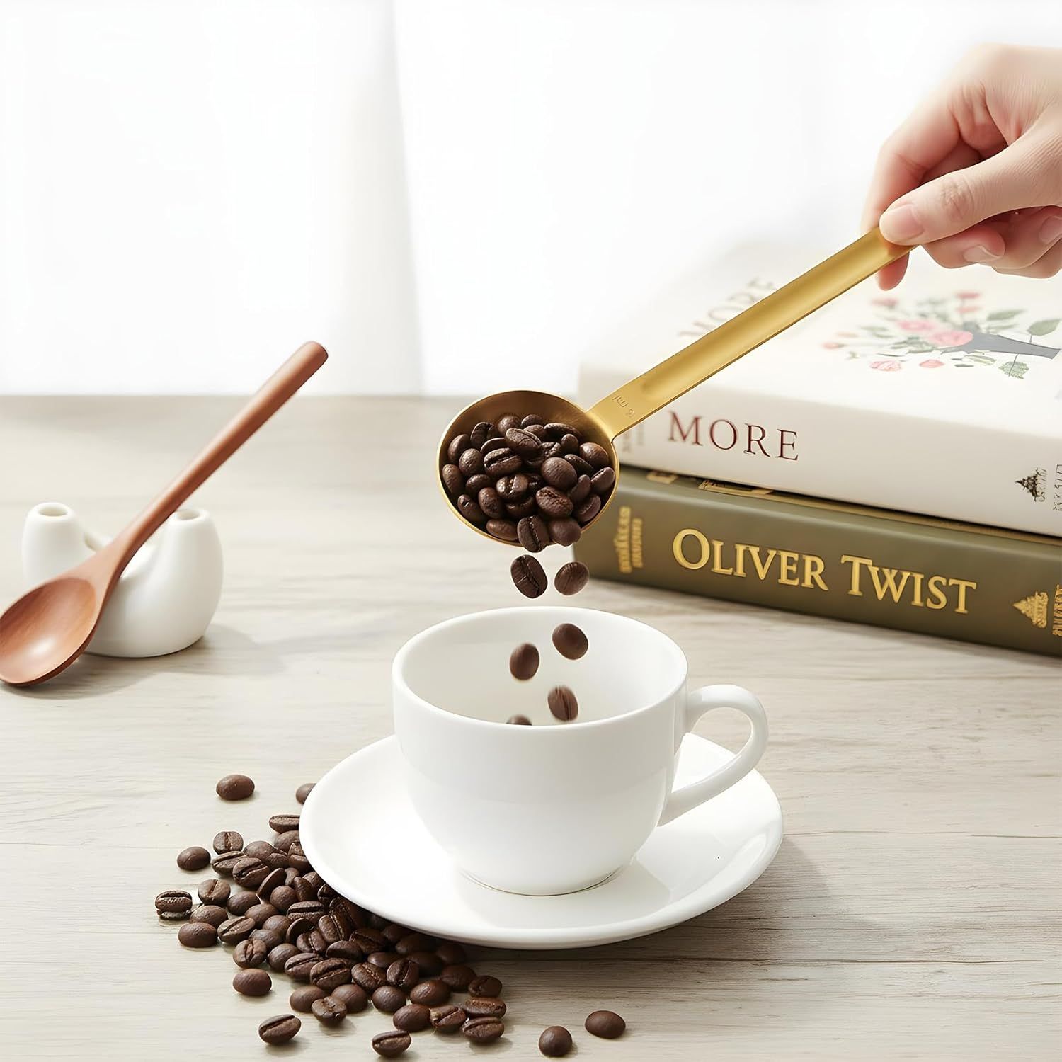Double Sided Measuring Spoon, Long Handle Teaspoon Measuring Spoon Stainless Steel Coffee Measurings Scoop Spoons 5ml and 15ml, Dual-Measure Long-Handle Spoons for Tea Sugar Baking Precise Gold - Image 7