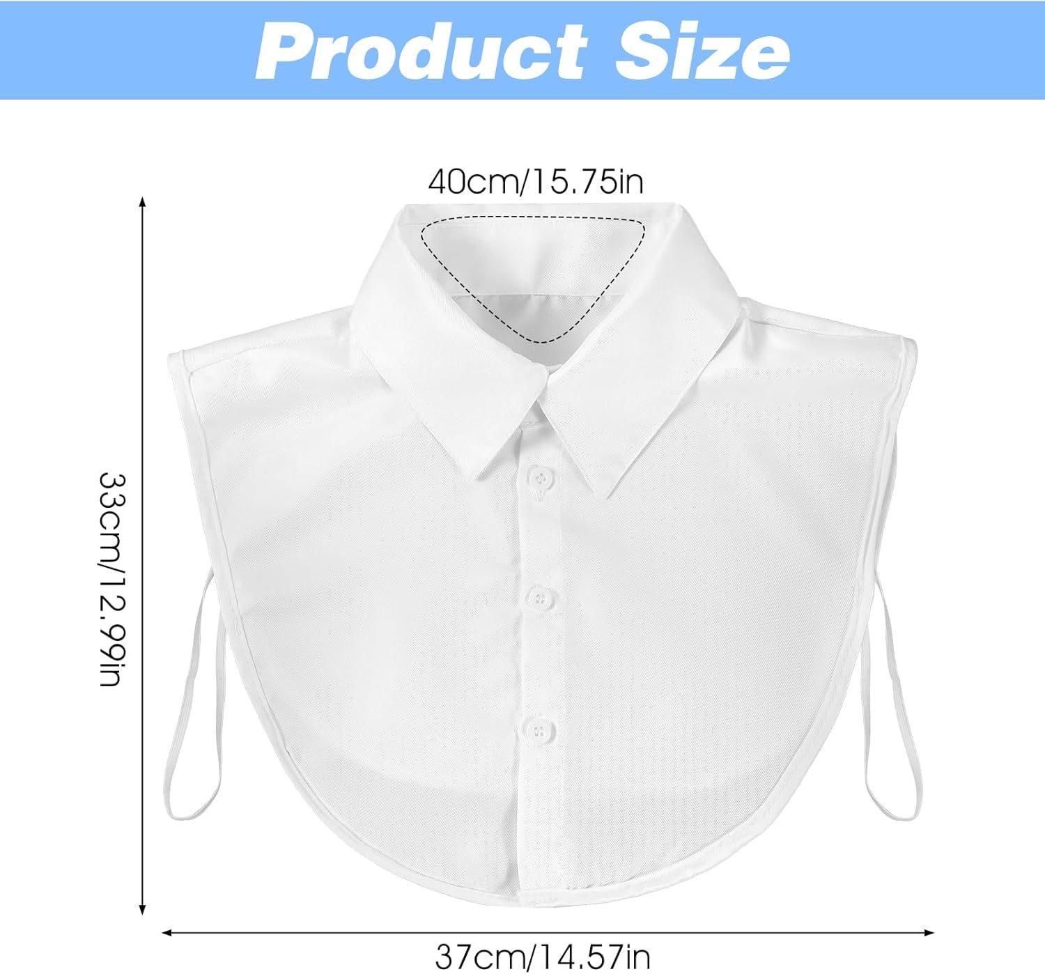 White Fake Collar for Women, Detachable Dickey Collar, Faux Collars Blouse Half Shirt Collars Tops for Daily Graduation Halloween Winter Christmas - Image 3