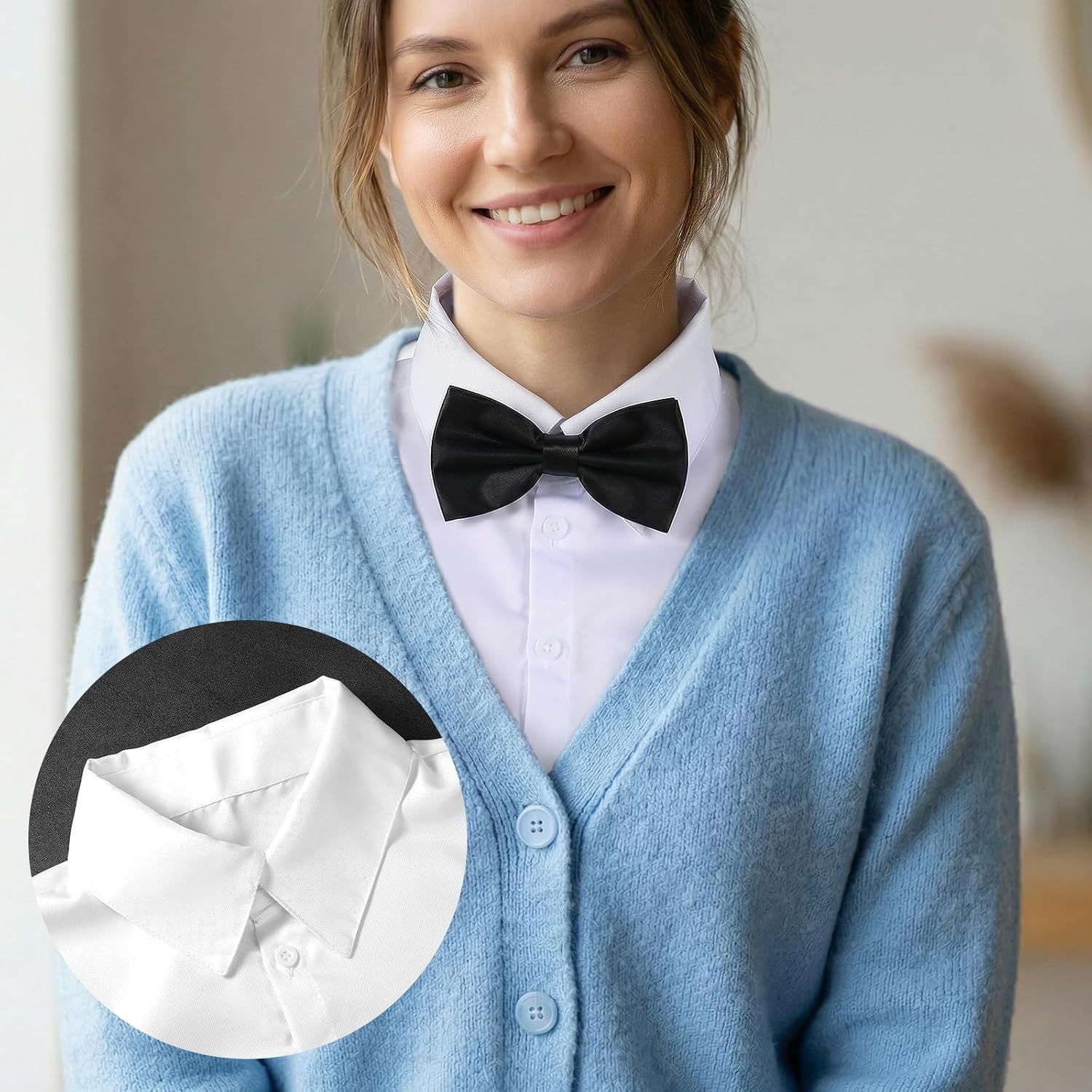 White Fake Collar for Women, Detachable Dickey Collar, Faux Collars Blouse Half Shirt Collars Tops for Daily Graduation Halloween Winter Christmas - Image 4