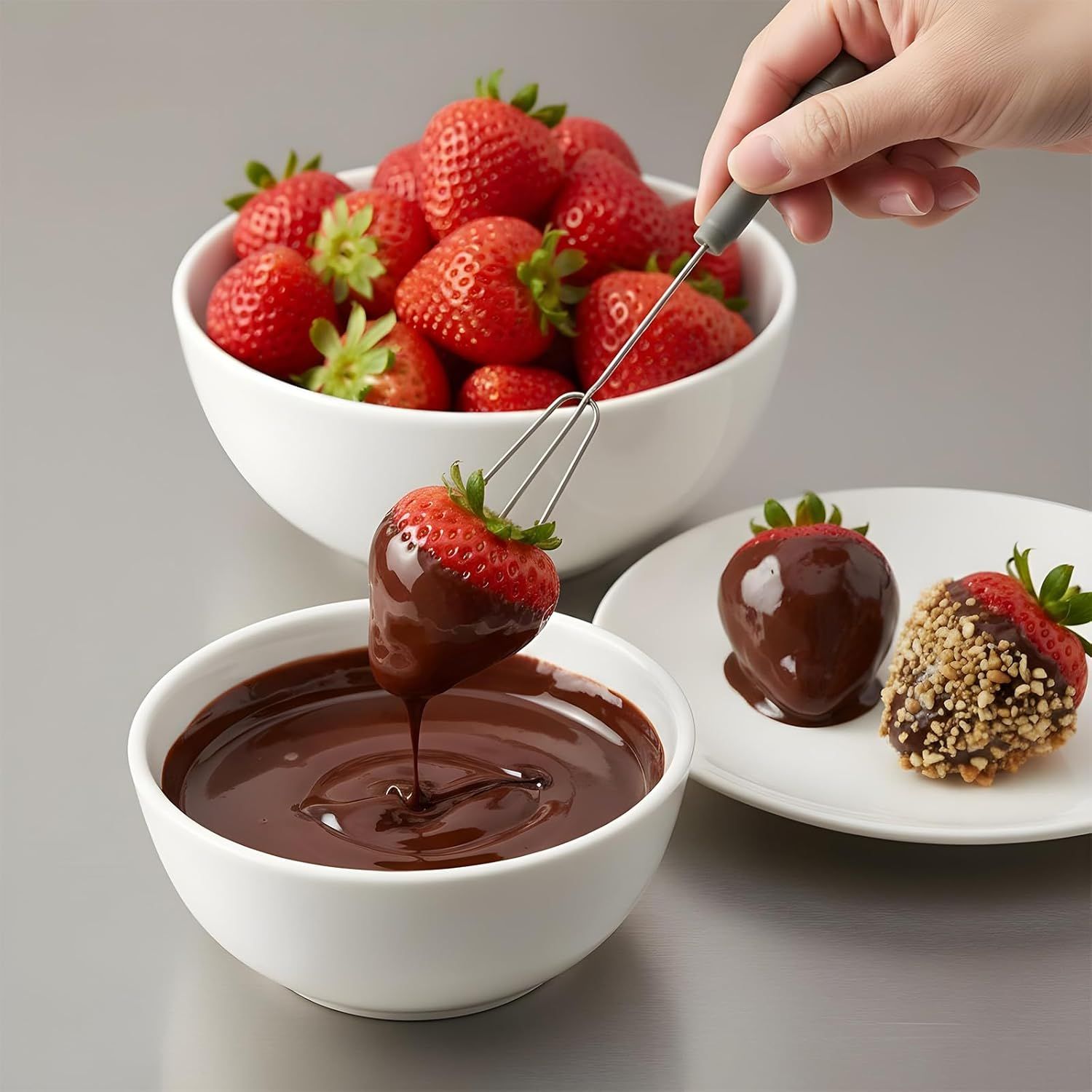 3PCS Chocolate Dipping Tools, Stainless Steel Candy Dipping Tools Set, Chocolate Dip Fork Baking Supplies, Cooking Supplie for Home Bakers Dishwasher Safe - Image 2