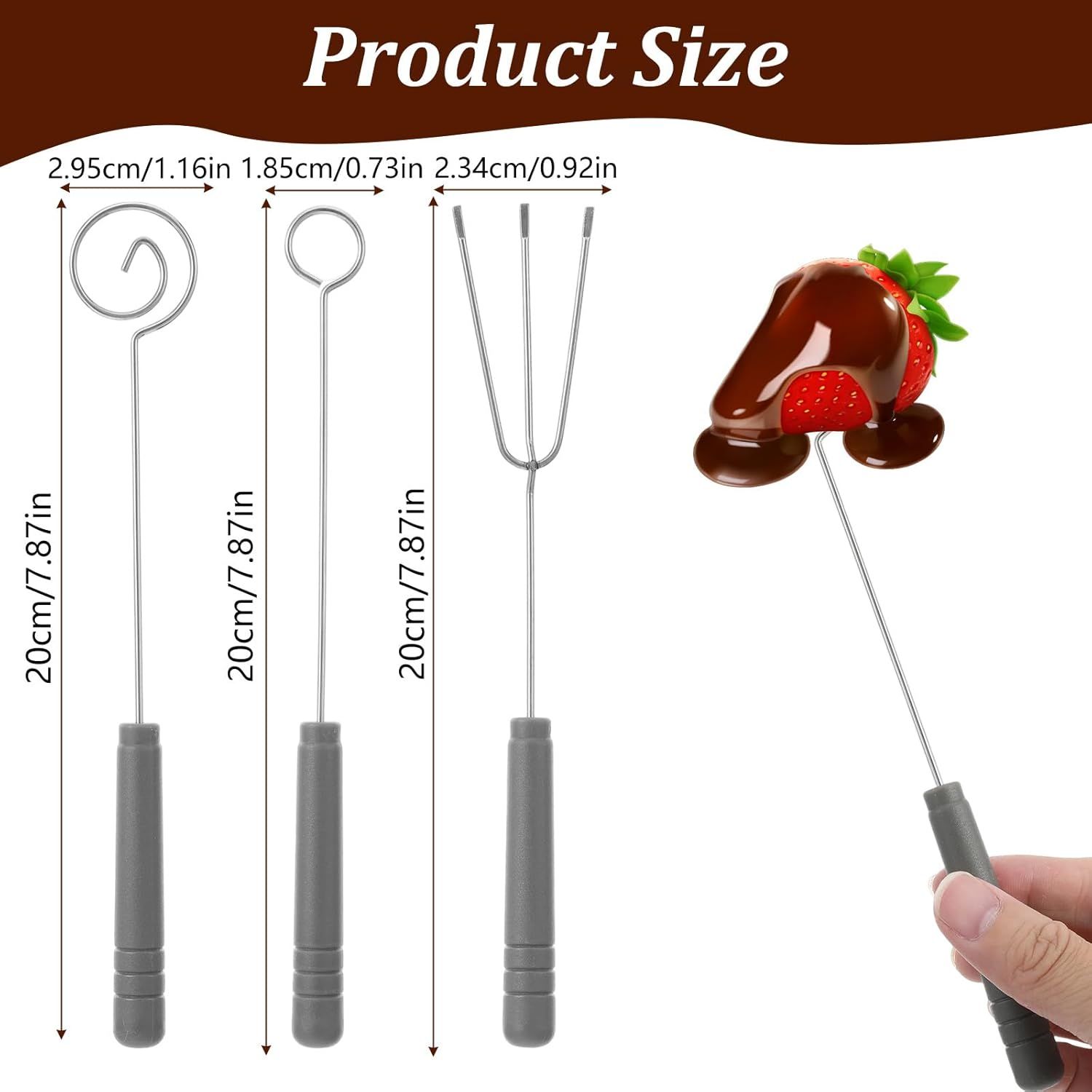 3PCS Chocolate Dipping Tools, Stainless Steel Candy Dipping Tools Set, Chocolate Dip Fork Baking Supplies, Cooking Supplie for Home Bakers Dishwasher Safe - Image 3