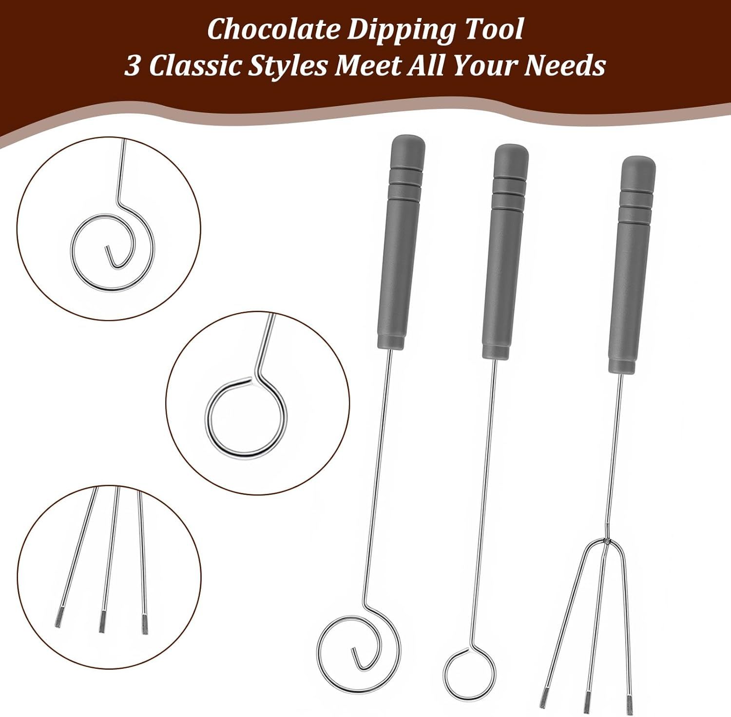 3PCS Chocolate Dipping Tools, Stainless Steel Candy Dipping Tools Set, Chocolate Dip Fork Baking Supplies, Cooking Supplie for Home Bakers Dishwasher Safe - Image 7