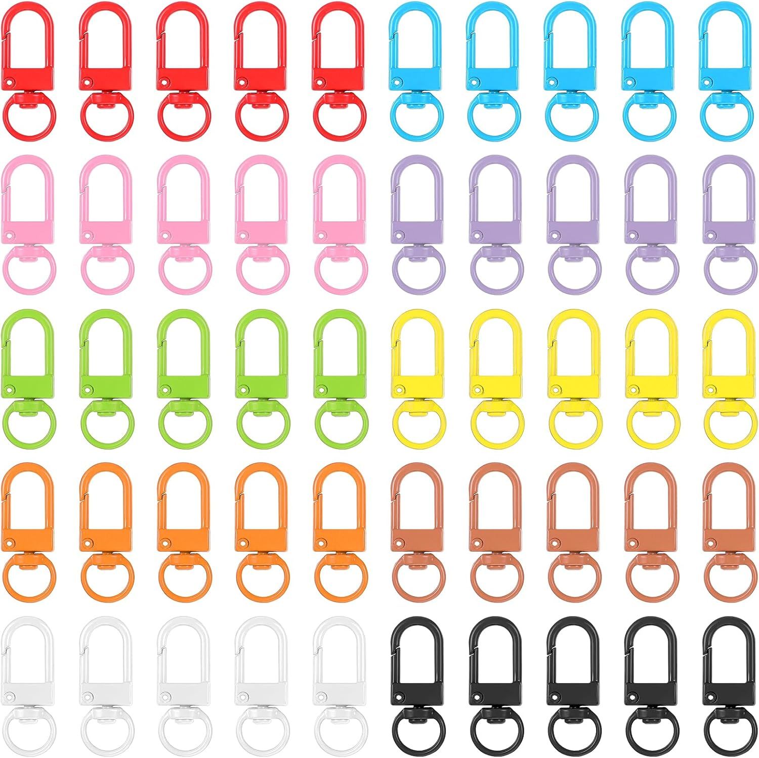 50 Pcs Colorful Keychain Clasp Metal Keychain Clips, Lanyard Swivel Snap Hooks, Heavy Duty Key Chain Hooks Small Lobster Claw Clasps for Jewelry Making, Backpack Charms, Zipper Pulls - Image 1