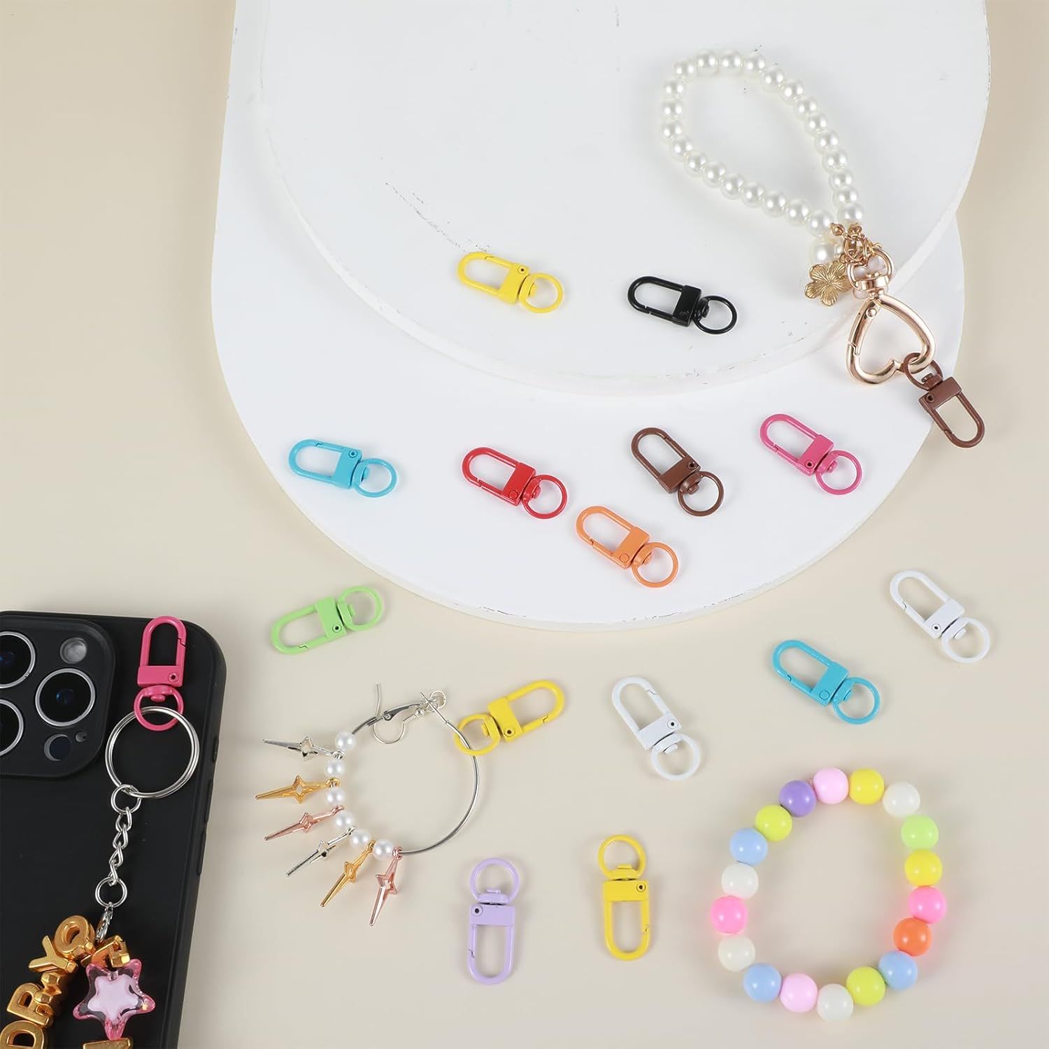 50 Pcs Colorful Keychain Clasp Metal Keychain Clips, Lanyard Swivel Snap Hooks, Heavy Duty Key Chain Hooks Small Lobster Claw Clasps for Jewelry Making, Backpack Charms, Zipper Pulls - Image 2