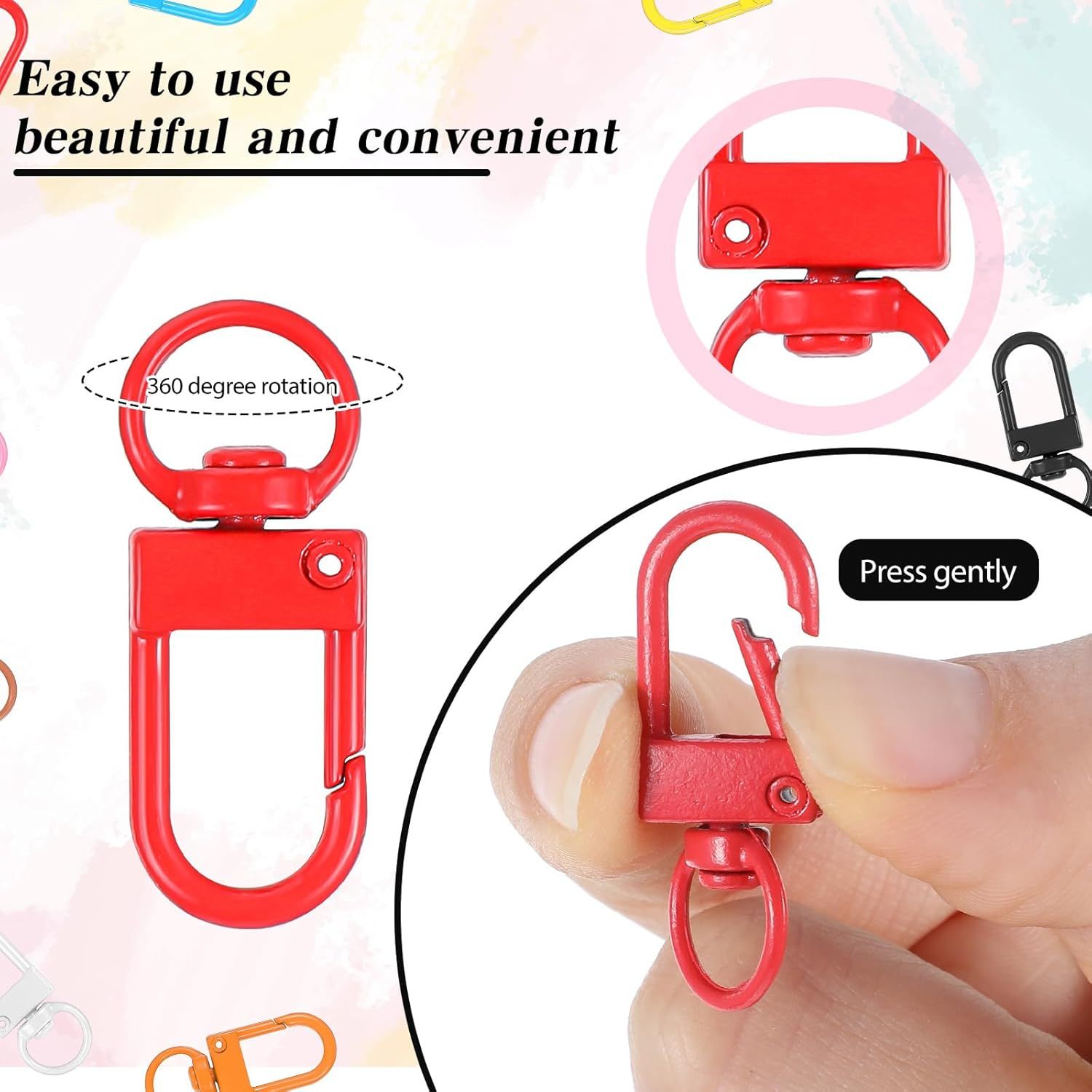 50 Pcs Colorful Keychain Clasp Metal Keychain Clips, Lanyard Swivel Snap Hooks, Heavy Duty Key Chain Hooks Small Lobster Claw Clasps for Jewelry Making, Backpack Charms, Zipper Pulls - Image 4