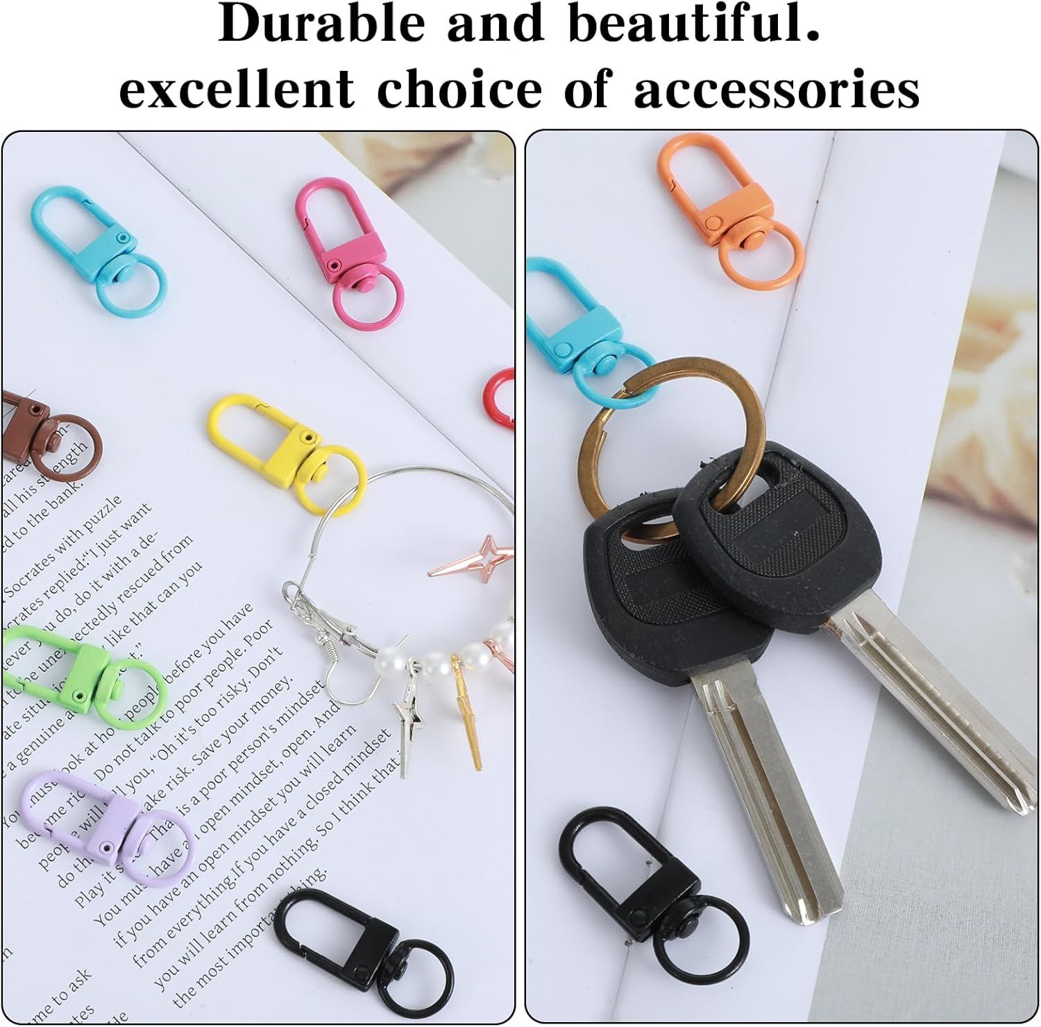 50 Pcs Colorful Keychain Clasp Metal Keychain Clips, Lanyard Swivel Snap Hooks, Heavy Duty Key Chain Hooks Small Lobster Claw Clasps for Jewelry Making, Backpack Charms, Zipper Pulls - Image 5