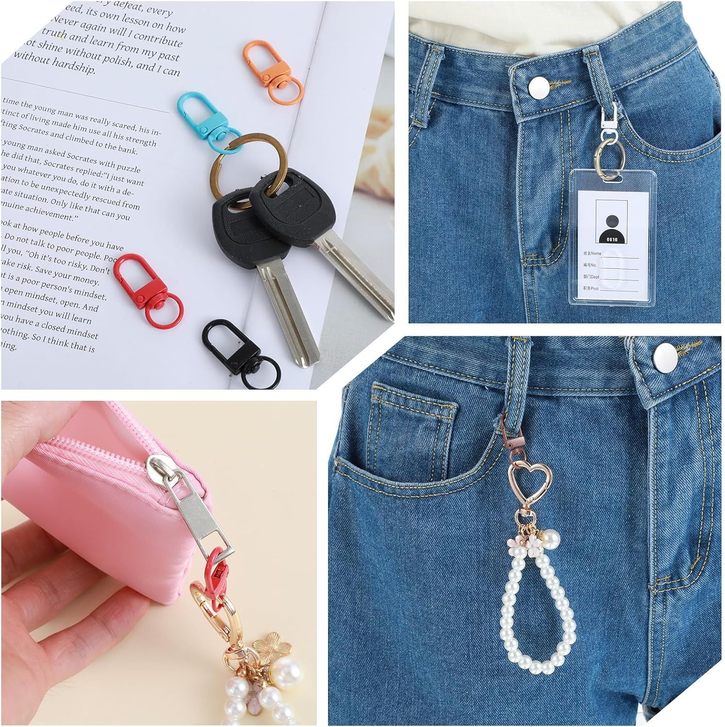 50 Pcs Colorful Keychain Clasp Metal Keychain Clips, Lanyard Swivel Snap Hooks, Heavy Duty Key Chain Hooks Small Lobster Claw Clasps for Jewelry Making, Backpack Charms, Zipper Pulls - Image 7