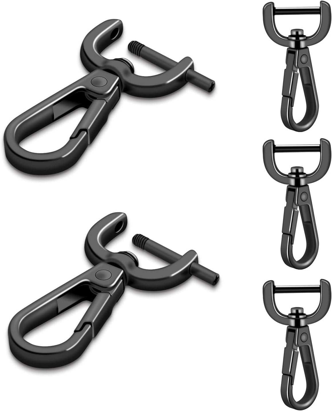 CooBigo 4Pack 5/8 Inch Detachable Snap Hook Swivel Clasp, Metal Swivel Lobster Claw Clasps for Paracord Lanyard, Purse Strap Clips Extender Hardware, Backpack Pendant, Pets Collar Accessory (Black) - Image 1