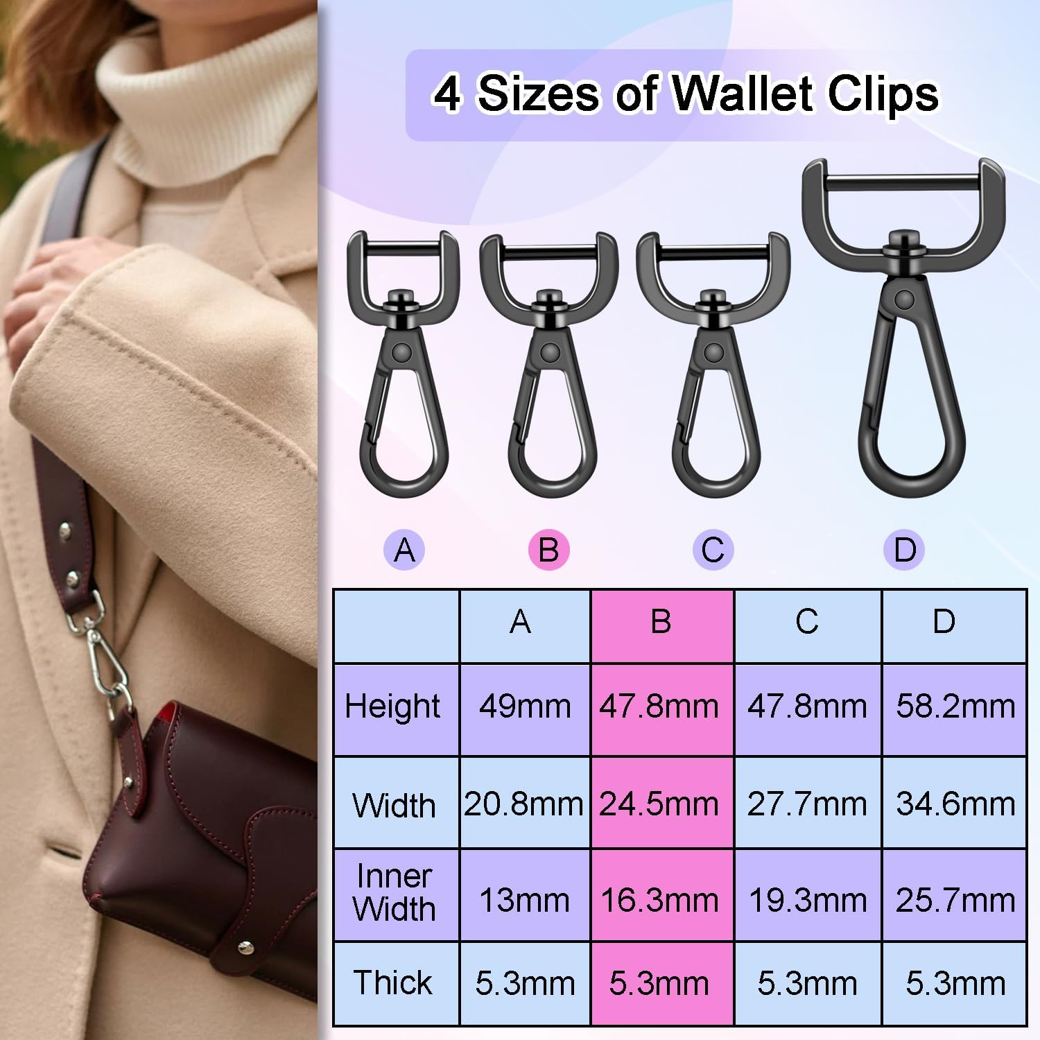 CooBigo 4Pack 5/8 Inch Detachable Snap Hook Swivel Clasp, Metal Swivel Lobster Claw Clasps for Paracord Lanyard, Purse Strap Clips Extender Hardware, Backpack Pendant, Pets Collar Accessory (Black) - Image 2