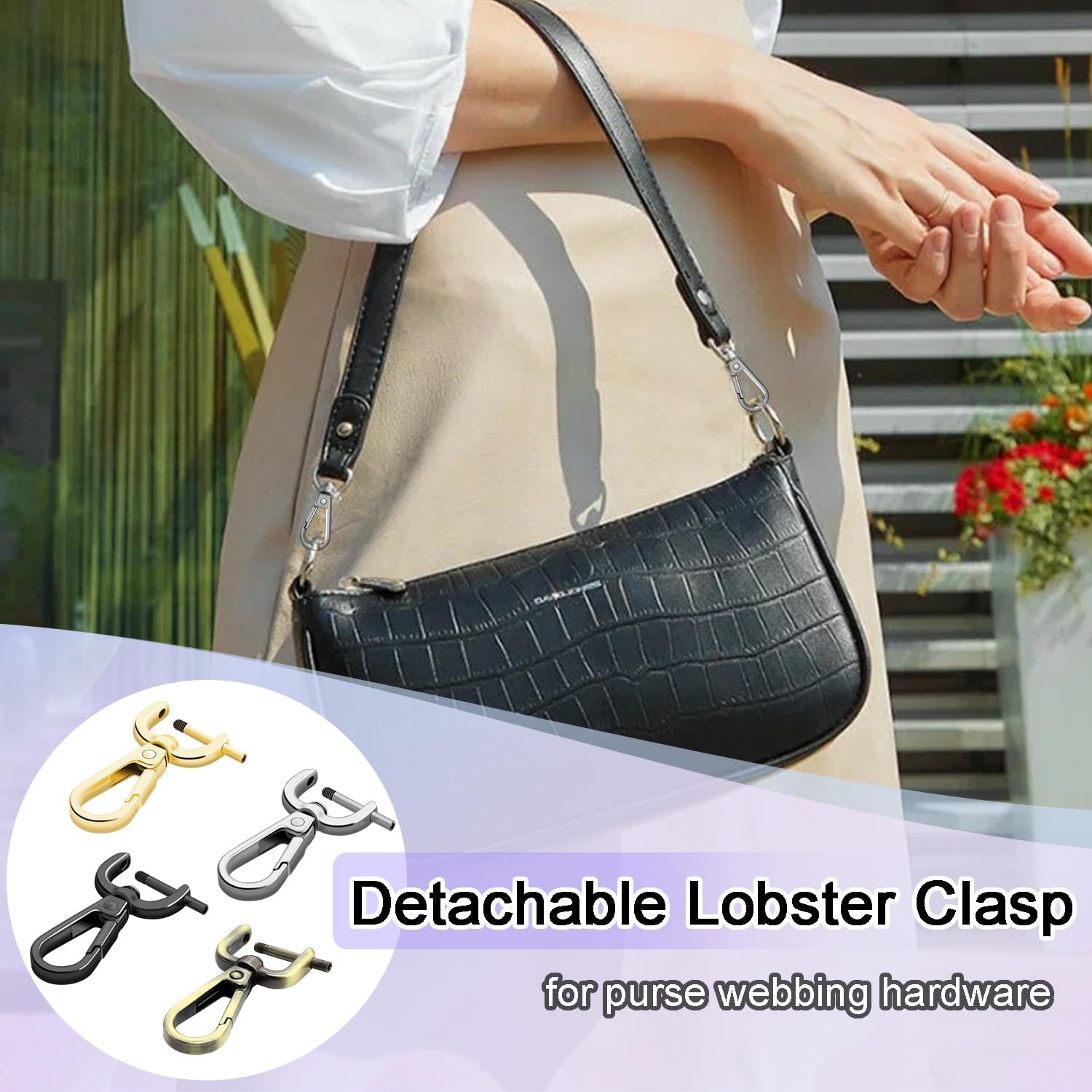 CooBigo 4Pack 5/8 Inch Detachable Snap Hook Swivel Clasp, Metal Swivel Lobster Claw Clasps for Paracord Lanyard, Purse Strap Clips Extender Hardware, Backpack Pendant, Pets Collar Accessory (Black) - Image 3