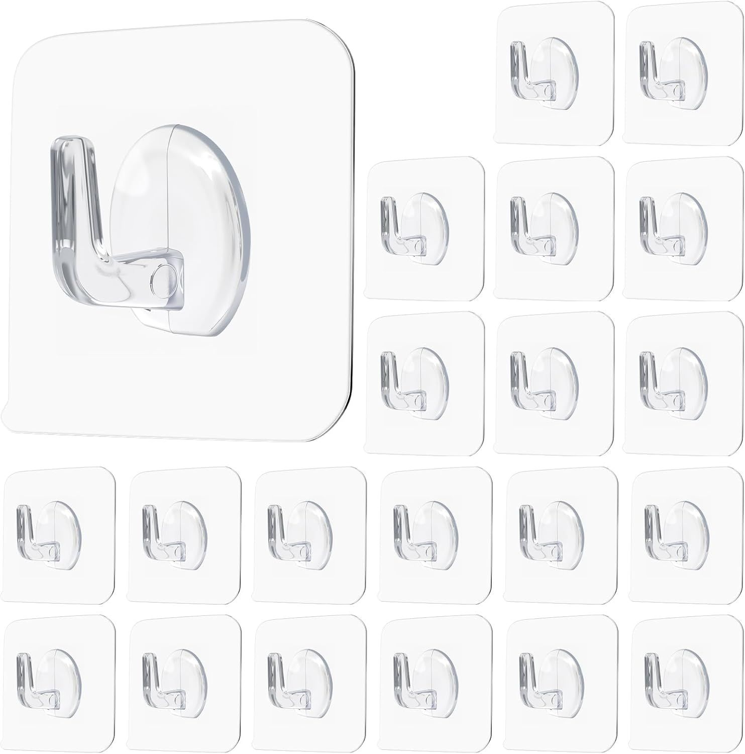 20PCS Self Adhesive Hooks for Hanging, Wall Hooks Transparent Waterproof Sticky Hook for Keys, Bathroom, Shower, Outdoor, Kitchen, Door, Home Improvement, Utility - Image 1