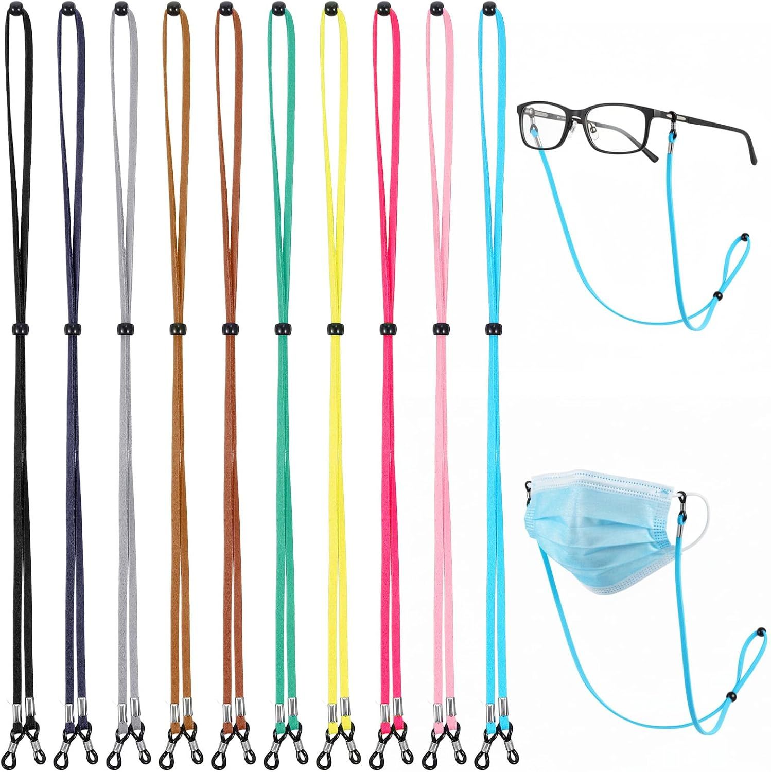 10 Pcs Adjustable Eye Glasses Holders Around Neck, Eyeglasses Straps, Sunglass Glasses Chain, Eyeglass Lanyard for Women Men & Kids (Colorful) - Image 1