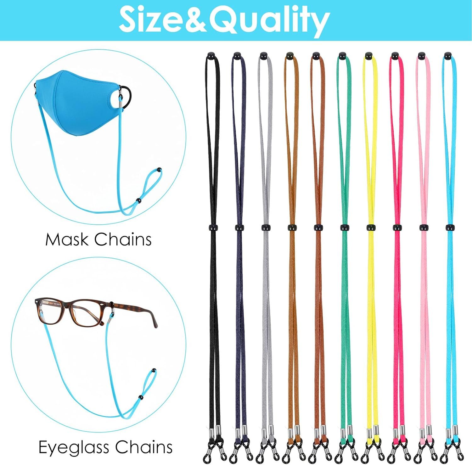 10 Pcs Adjustable Eye Glasses Holders Around Neck, Eyeglasses Straps, Sunglass Glasses Chain, Eyeglass Lanyard for Women Men & Kids (Colorful) - Image 3