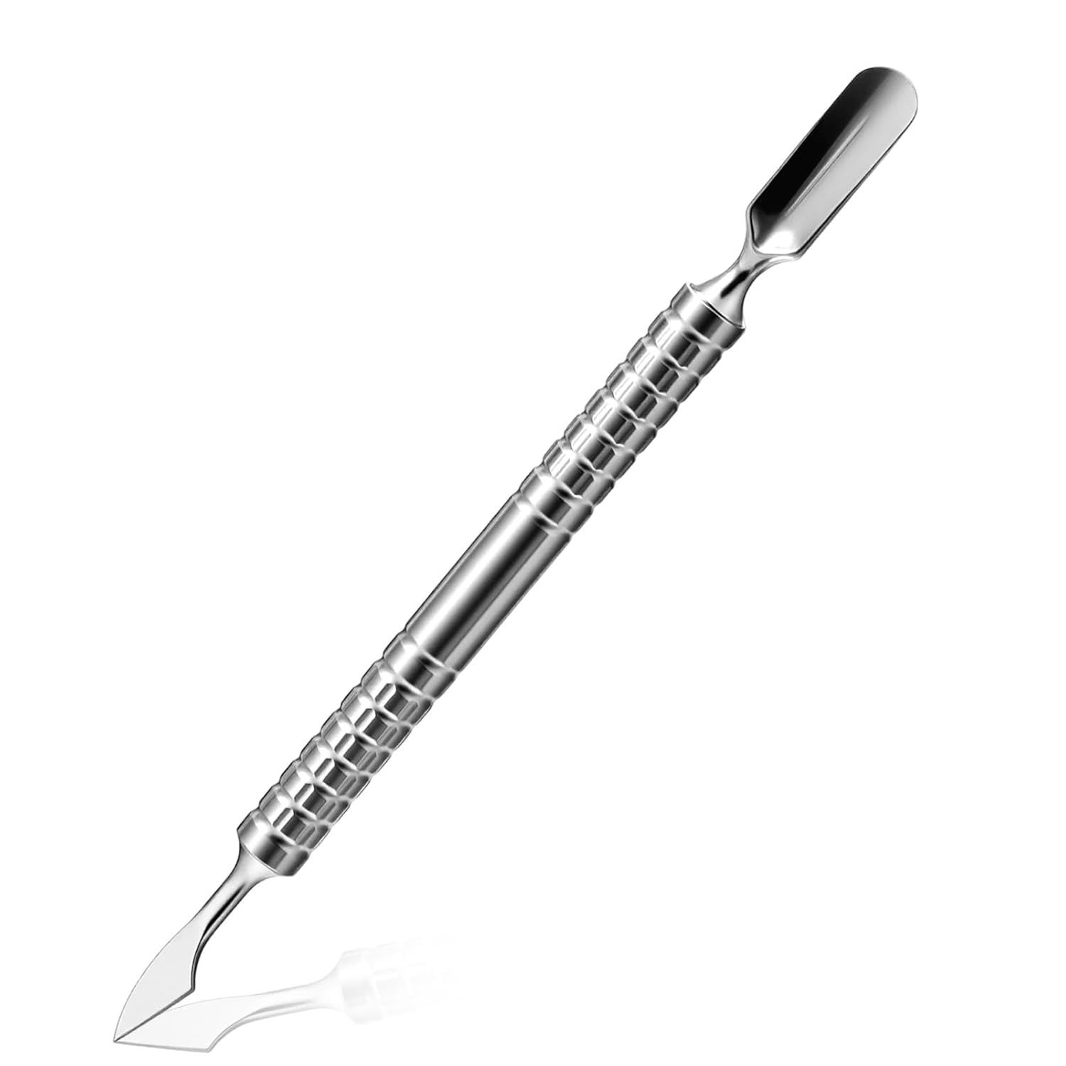 Dual Head Nail Cuticle Pusher Tool, Nail Scraper Stainless Steel Curved & Chisel Edge for Women Home Manicure Pedicure Tools Professional Tool for Cuticle Work (Silver) - Image 1