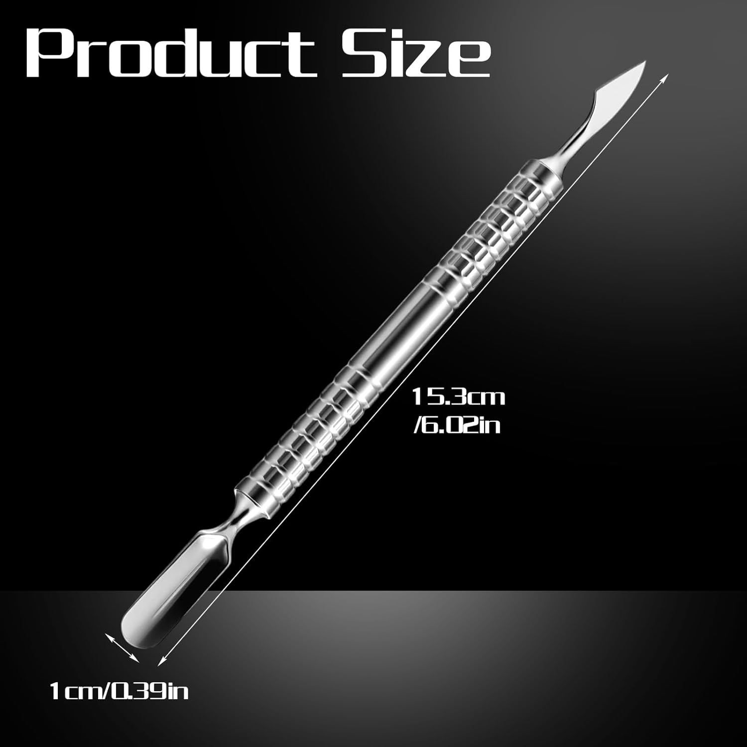 Dual Head Nail Cuticle Pusher Tool, Nail Scraper Stainless Steel Curved & Chisel Edge for Women Home Manicure Pedicure Tools Professional Tool for Cuticle Work (Silver) - Image 2