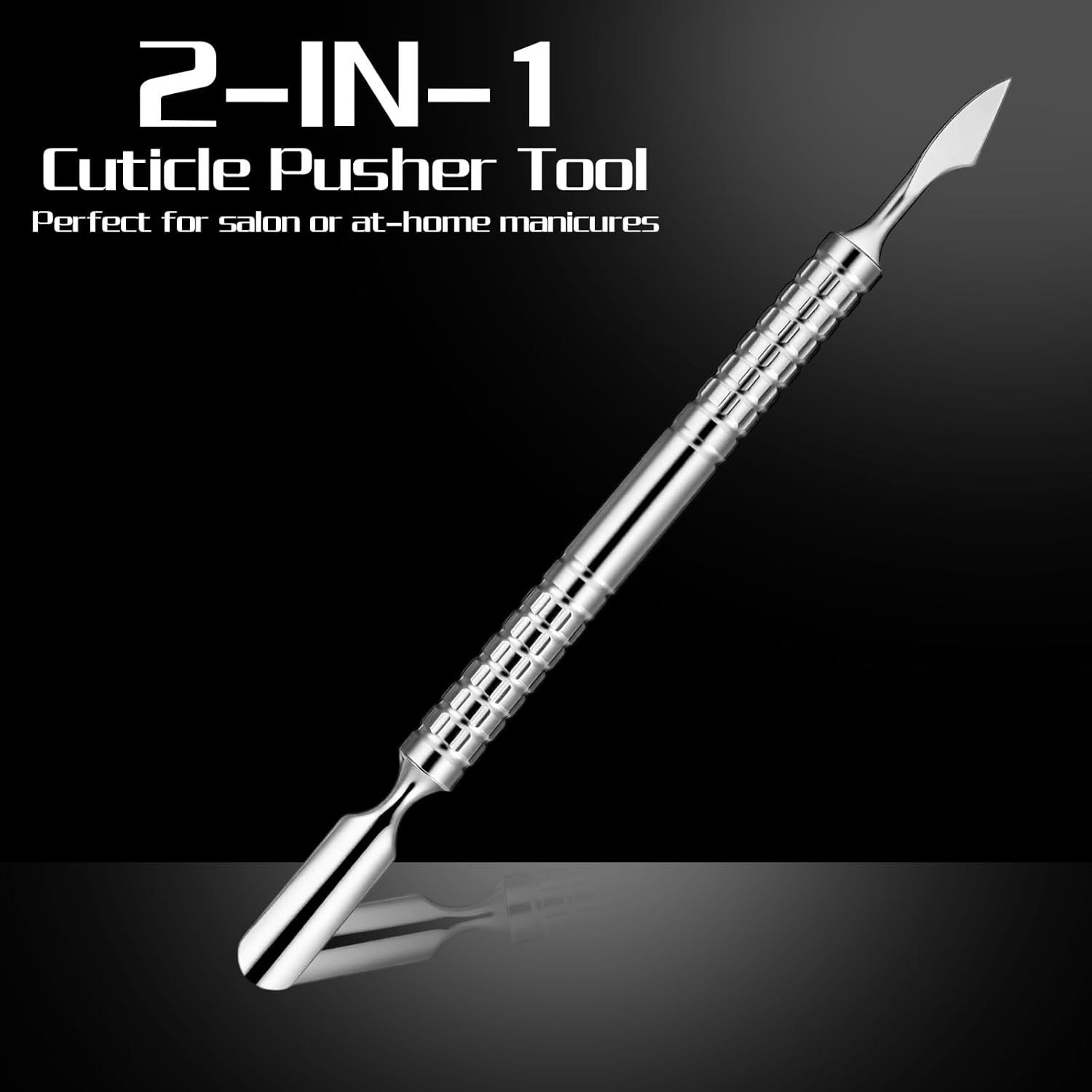 Dual Head Nail Cuticle Pusher Tool, Nail Scraper Stainless Steel Curved & Chisel Edge for Women Home Manicure Pedicure Tools Professional Tool for Cuticle Work (Silver) - Image 3