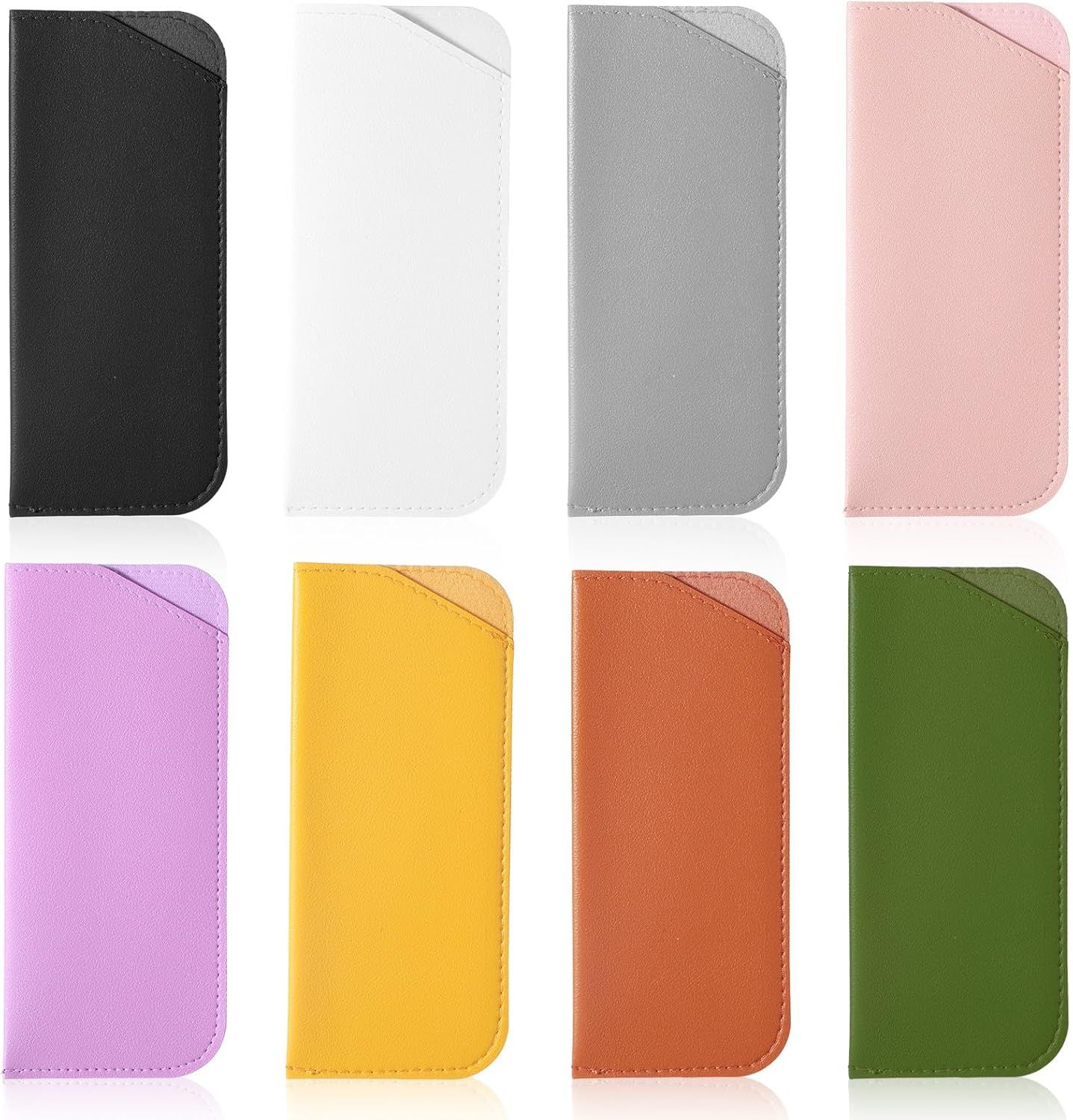 8 Pack Soft Glasses Case, 6.89 X 2.95 Inch Soft Leather Glasses Pouch, Portable Thin Eyeglasses Case for Women Men Travelling Reading - Image 1