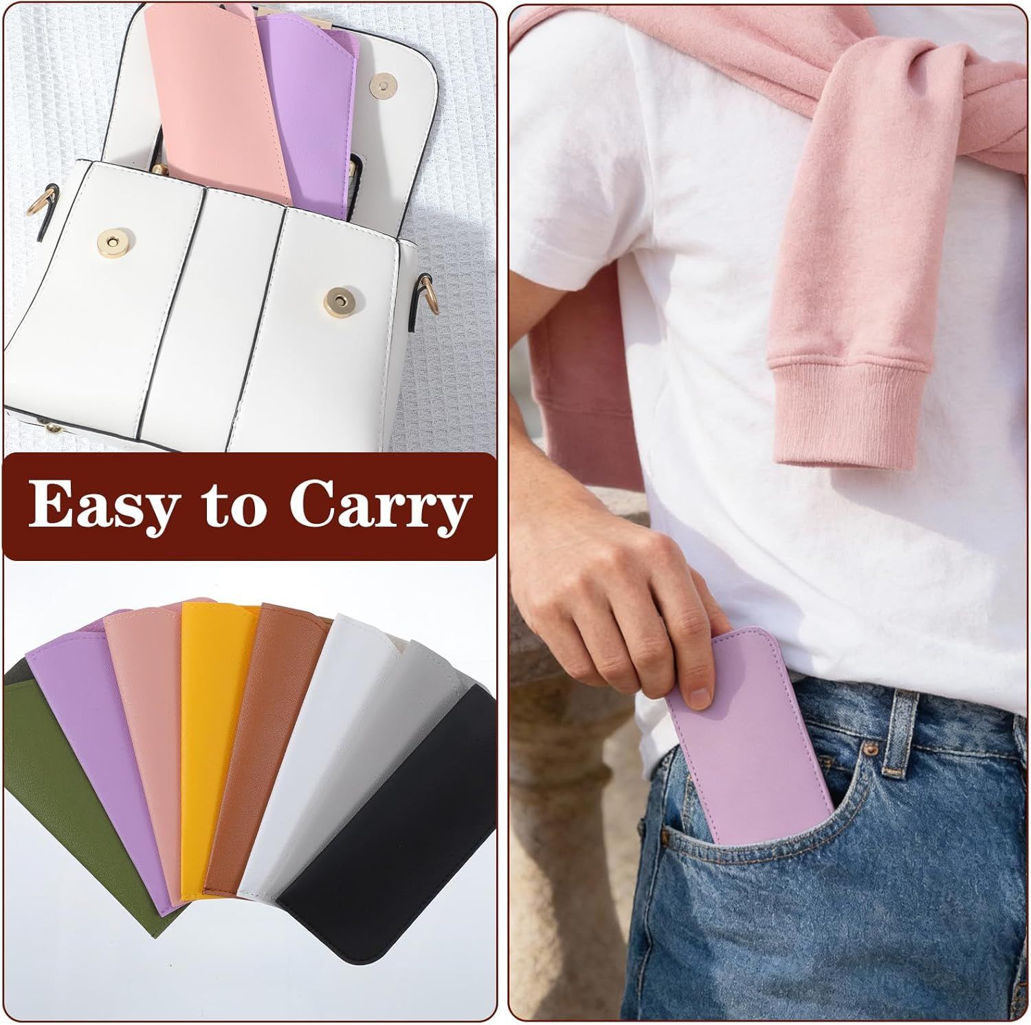 8 Pack Soft Glasses Case, 6.89 X 2.95 Inch Soft Leather Glasses Pouch, Portable Thin Eyeglasses Case for Women Men Travelling Reading - Image 4