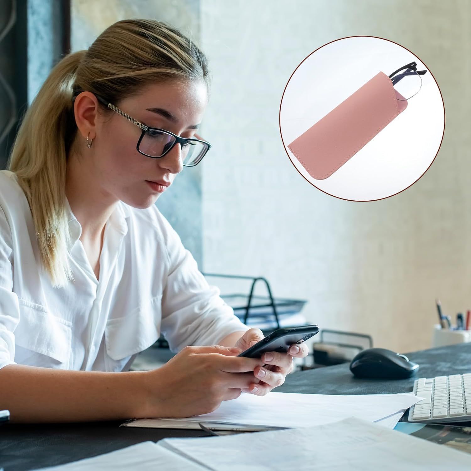 8 Pack Soft Glasses Case, 6.89 X 2.95 Inch Soft Leather Glasses Pouch, Portable Thin Eyeglasses Case for Women Men Travelling Reading - Image 7