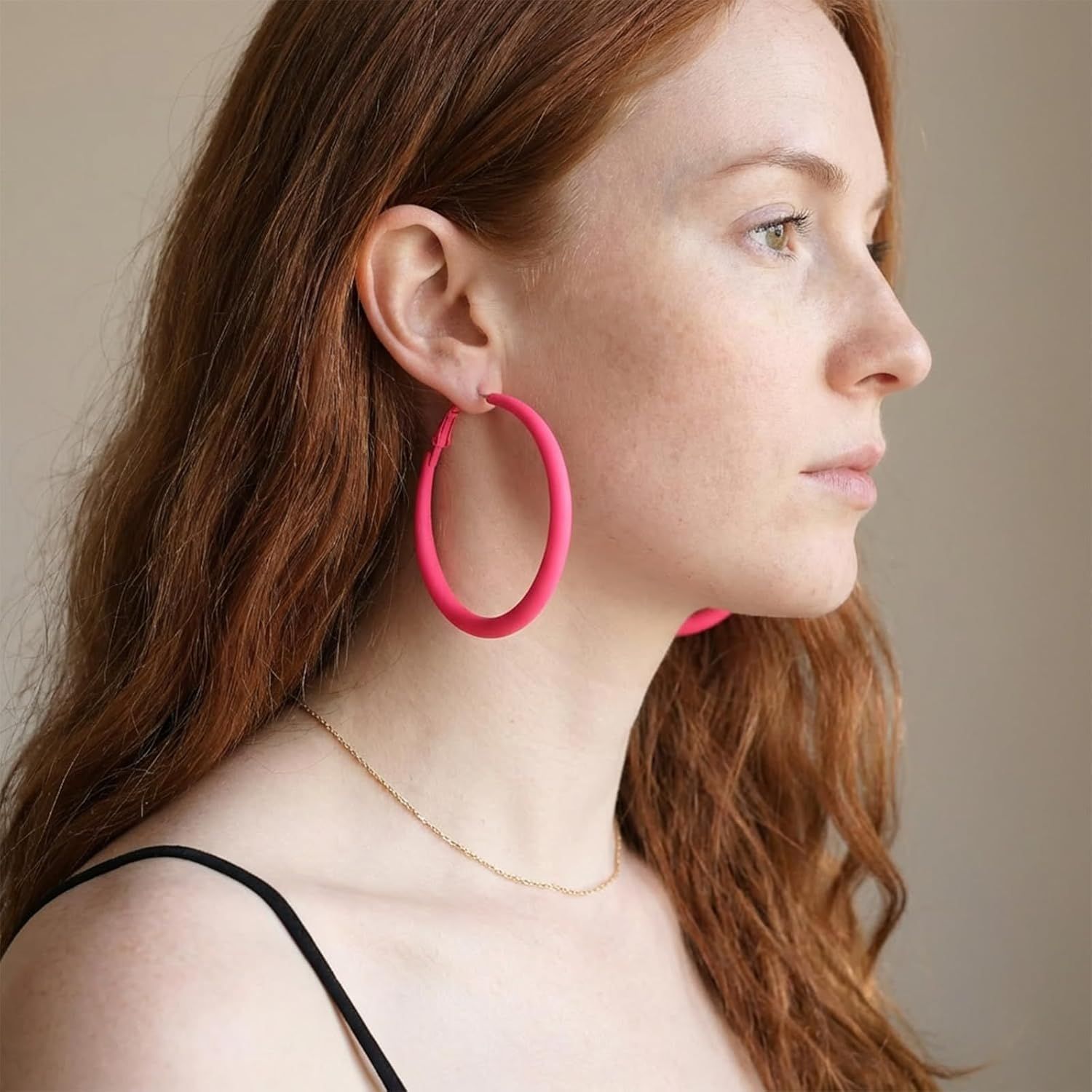 Neon Hoop Earrings for Women, 80s 90s Hoop Earring Big Earrings Retro Neon Earring for Party Outfits Y2k Jewelry Accessories Hot Pink - Image 3