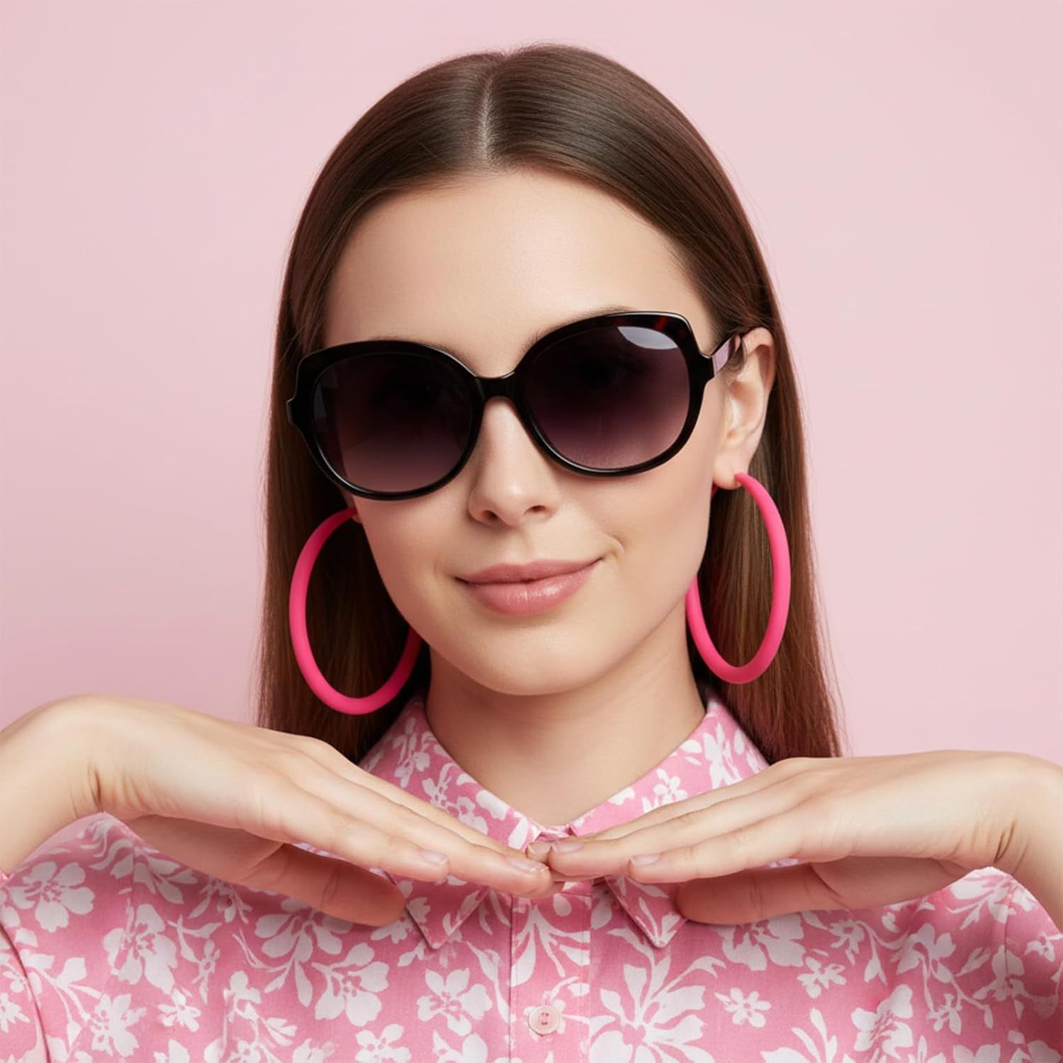 Neon Hoop Earrings for Women, 80s 90s Hoop Earring Big Earrings Retro Neon Earring for Party Outfits Y2k Jewelry Accessories Hot Pink - Image 6