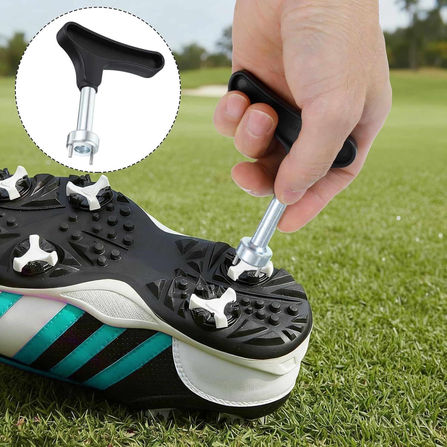 2 Pcs Golf Spike Removal Tool, Stainless Steel Golf Shoe Spikes Wrench, Multifunction Golf Wrench, Adjustment Cleat Key Remover for Spike Shoes (Universal, Black) - Image 6