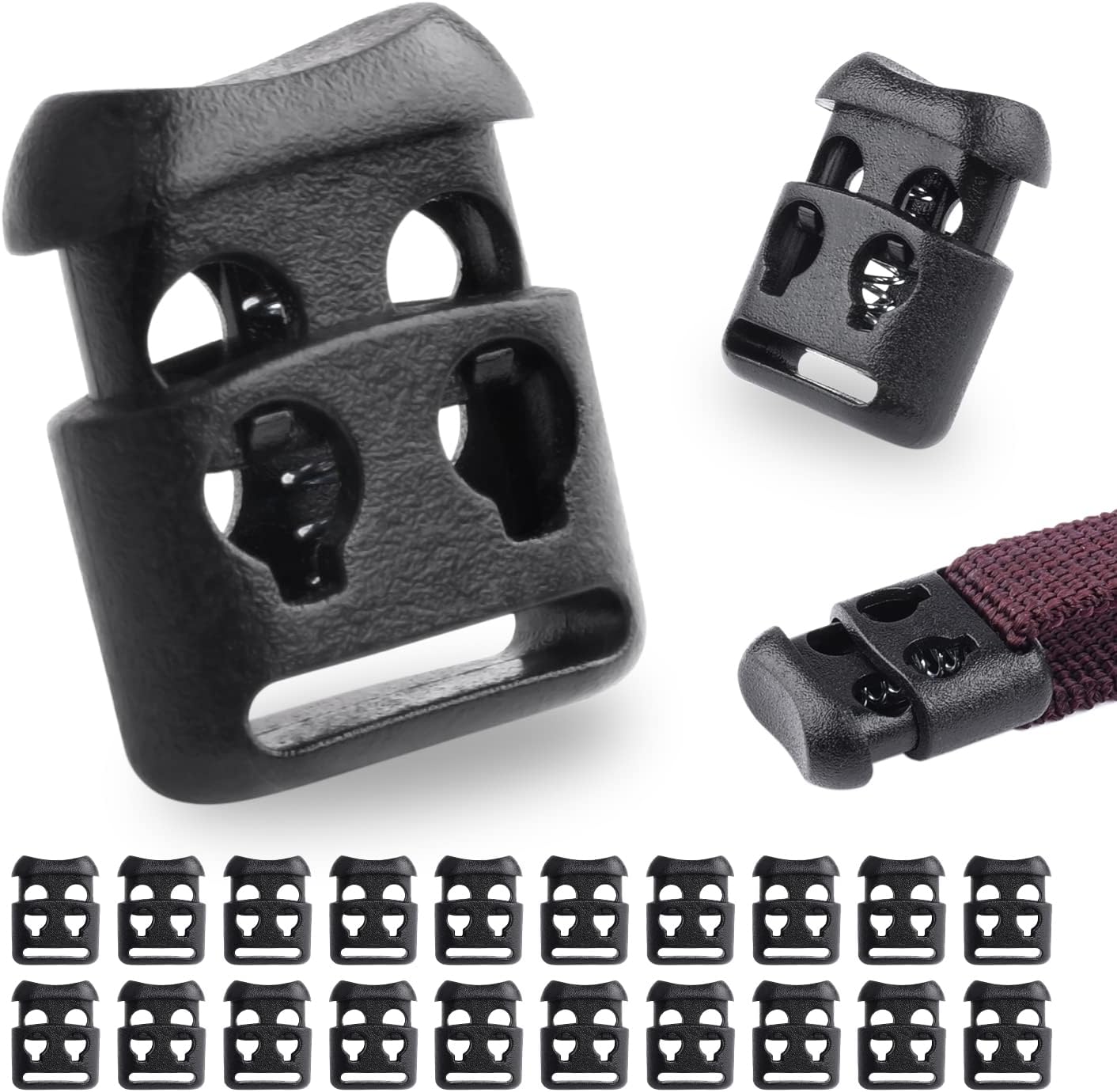 CooBigo Plastic Cord Locks for Paracord Drawstring Clip, Spring Toggle Cord Stopper Sweatpant Hat Gloves Hoodie String Lock - Image 1