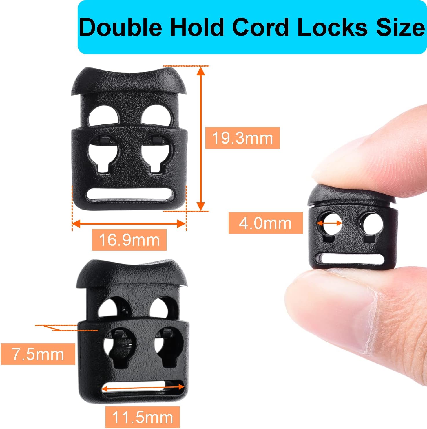 CooBigo Plastic Cord Locks for Paracord Drawstring Clip, Spring Toggle Cord Stopper Sweatpant Hat Gloves Hoodie String Lock - Image 2