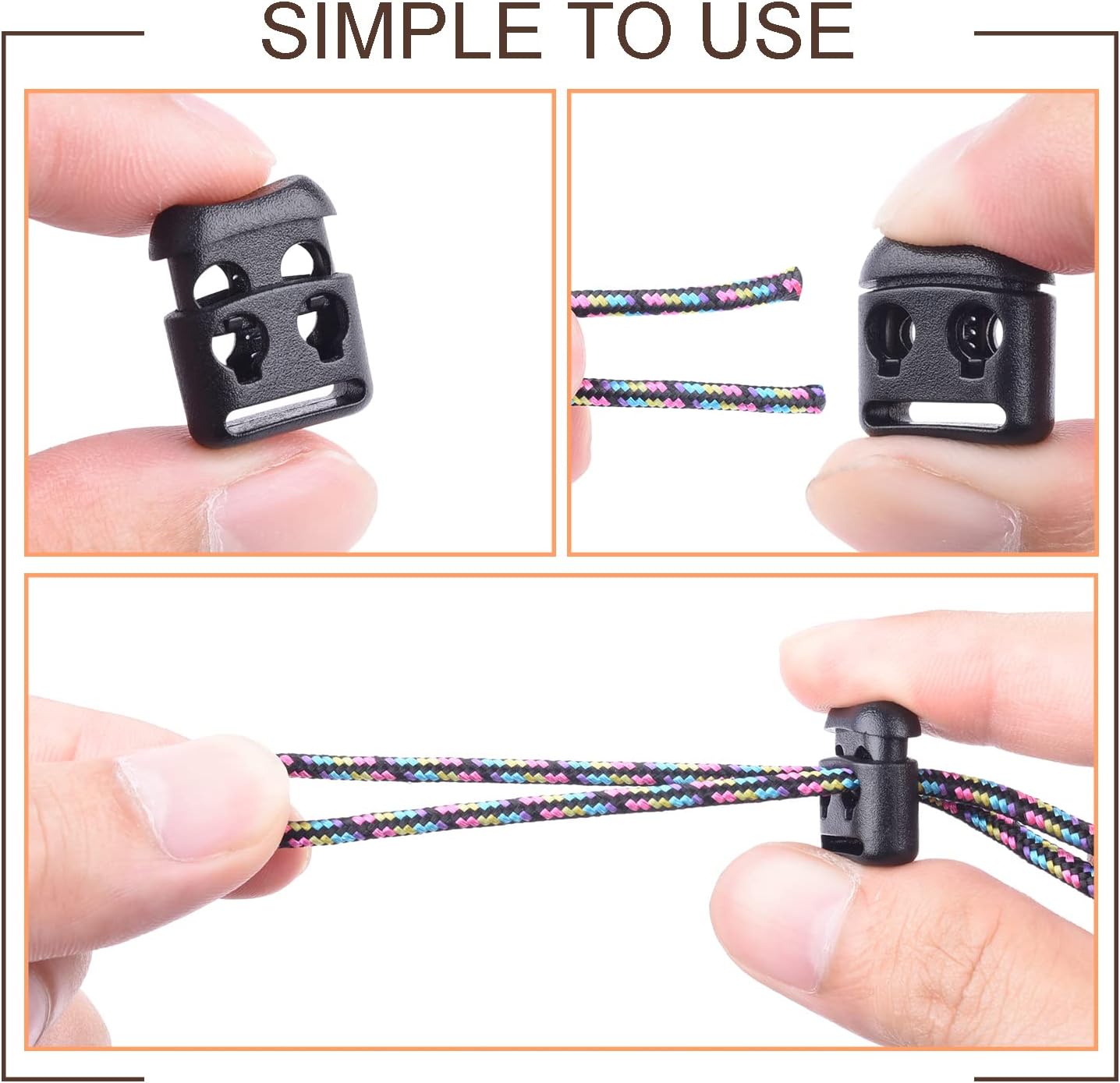 CooBigo Plastic Cord Locks for Paracord Drawstring Clip, Spring Toggle Cord Stopper Sweatpant Hat Gloves Hoodie String Lock - Image 6