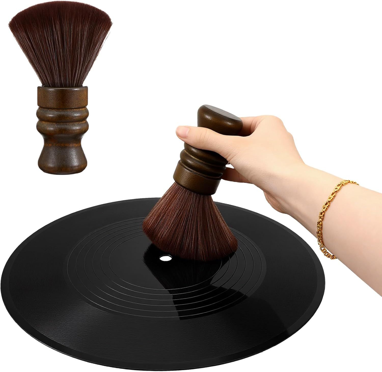 Vinyl Record Cleaning Brush, Vinyl Record Brush with Fine Fiber Bristles, Anti-Static Soft Record Brush, Wood Record Cleaner Accessories for Vinyl Cd Album Care - Image 1