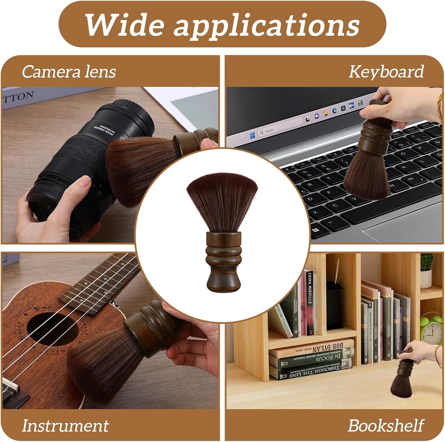 Vinyl Record Cleaning Brush, Vinyl Record Brush with Fine Fiber Bristles, Anti-Static Soft Record Brush, Wood Record Cleaner Accessories for Vinyl Cd Album Care - Image 5