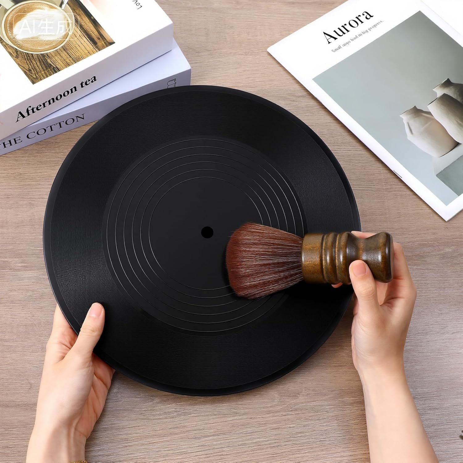 Vinyl Record Cleaning Brush, Vinyl Record Brush with Fine Fiber Bristles, Anti-Static Soft Record Brush, Wood Record Cleaner Accessories for Vinyl Cd Album Care - Image 7