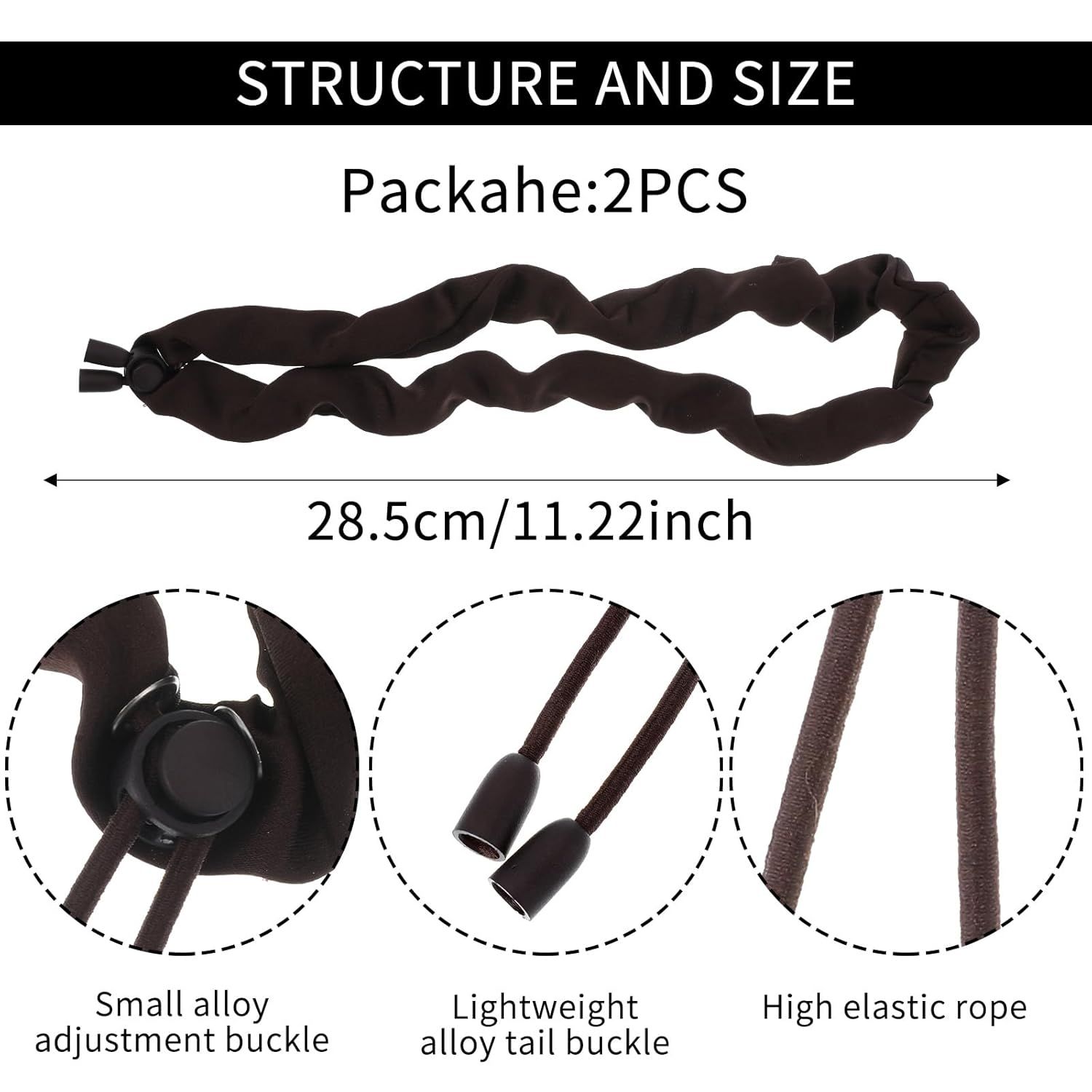 2PCS Adjustable Satin Hair Ties for Curly Hairs, Large Hair Scrunchies for Women, Thick Curly Hairstyle Accessories Afro Puffs Ponytails Locs Pineapples - Image 2