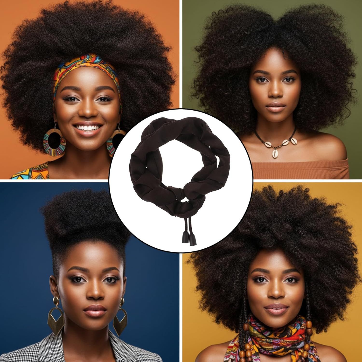 2PCS Adjustable Satin Hair Ties for Curly Hairs, Large Hair Scrunchies for Women, Thick Curly Hairstyle Accessories Afro Puffs Ponytails Locs Pineapples - Image 5