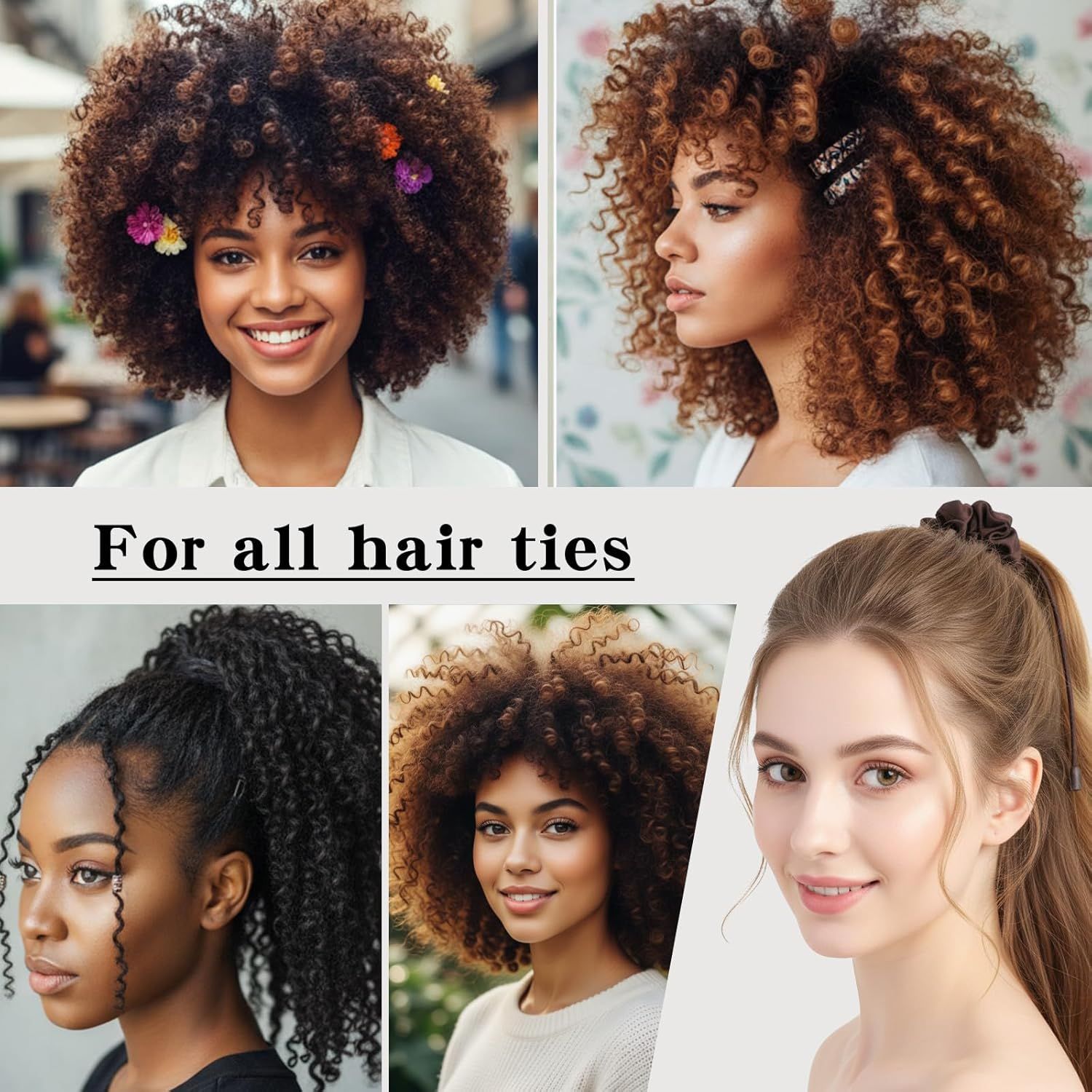 2PCS Adjustable Satin Hair Ties for Curly Hairs, Large Hair Scrunchies for Women, Thick Curly Hairstyle Accessories Afro Puffs Ponytails Locs Pineapples - Image 7