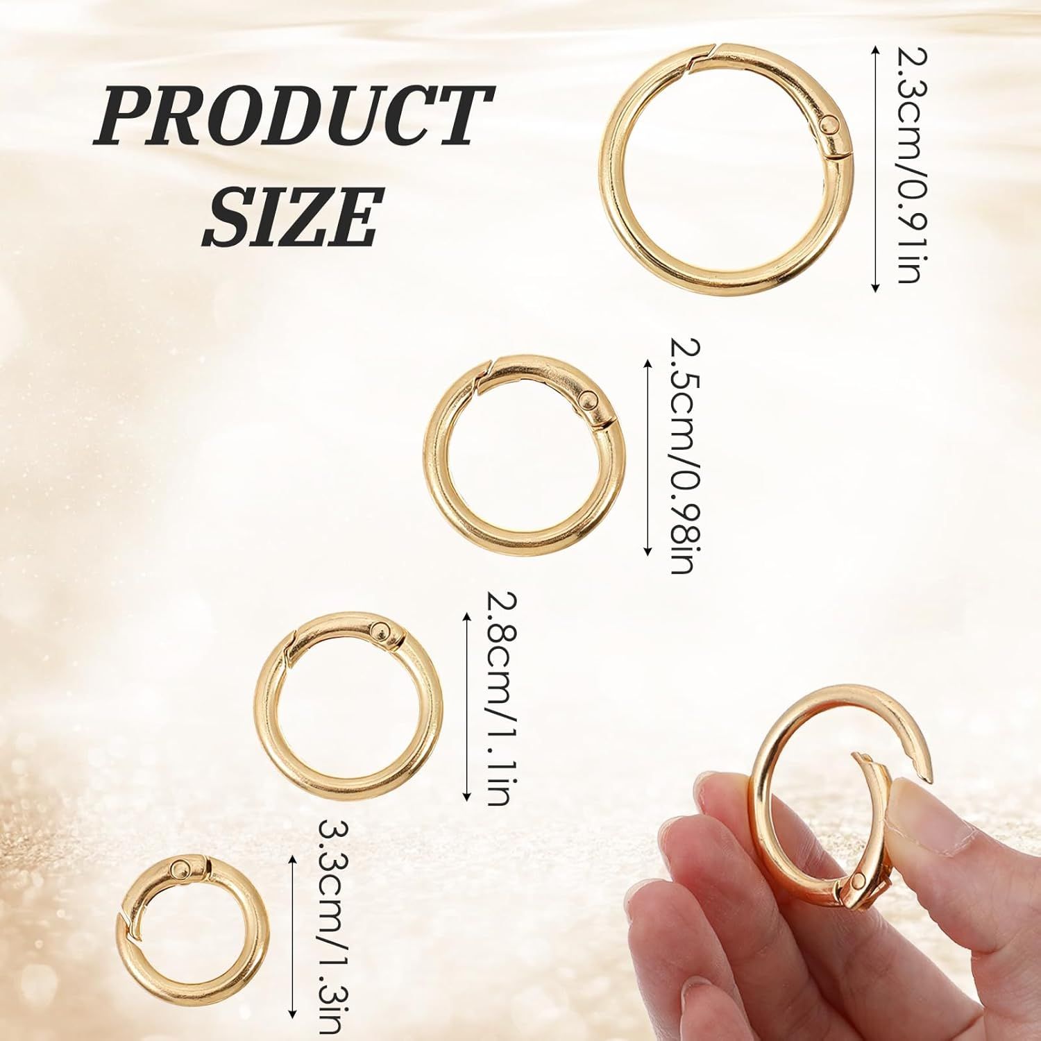 16 Pcs Spring O Ring Clips, Metal Key Ring Clips, Round Carabiner Clip, Small Keychain Clip for Keys, Buckle, Handbag, Bag Purse, Mini Keyring, Replacement Paracord Keychain (Gold, Silver) - Image 3