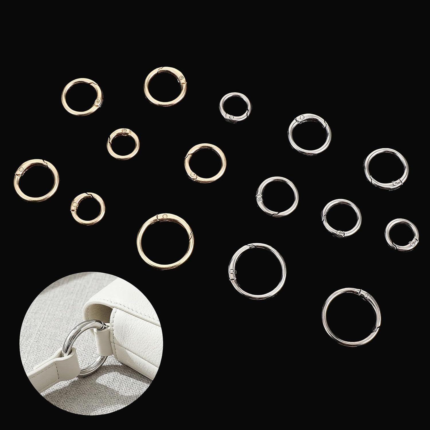16 Pcs Spring O Ring Clips, Metal Key Ring Clips, Round Carabiner Clip, Small Keychain Clip for Keys, Buckle, Handbag, Bag Purse, Mini Keyring, Replacement Paracord Keychain (Gold, Silver) - Image 7