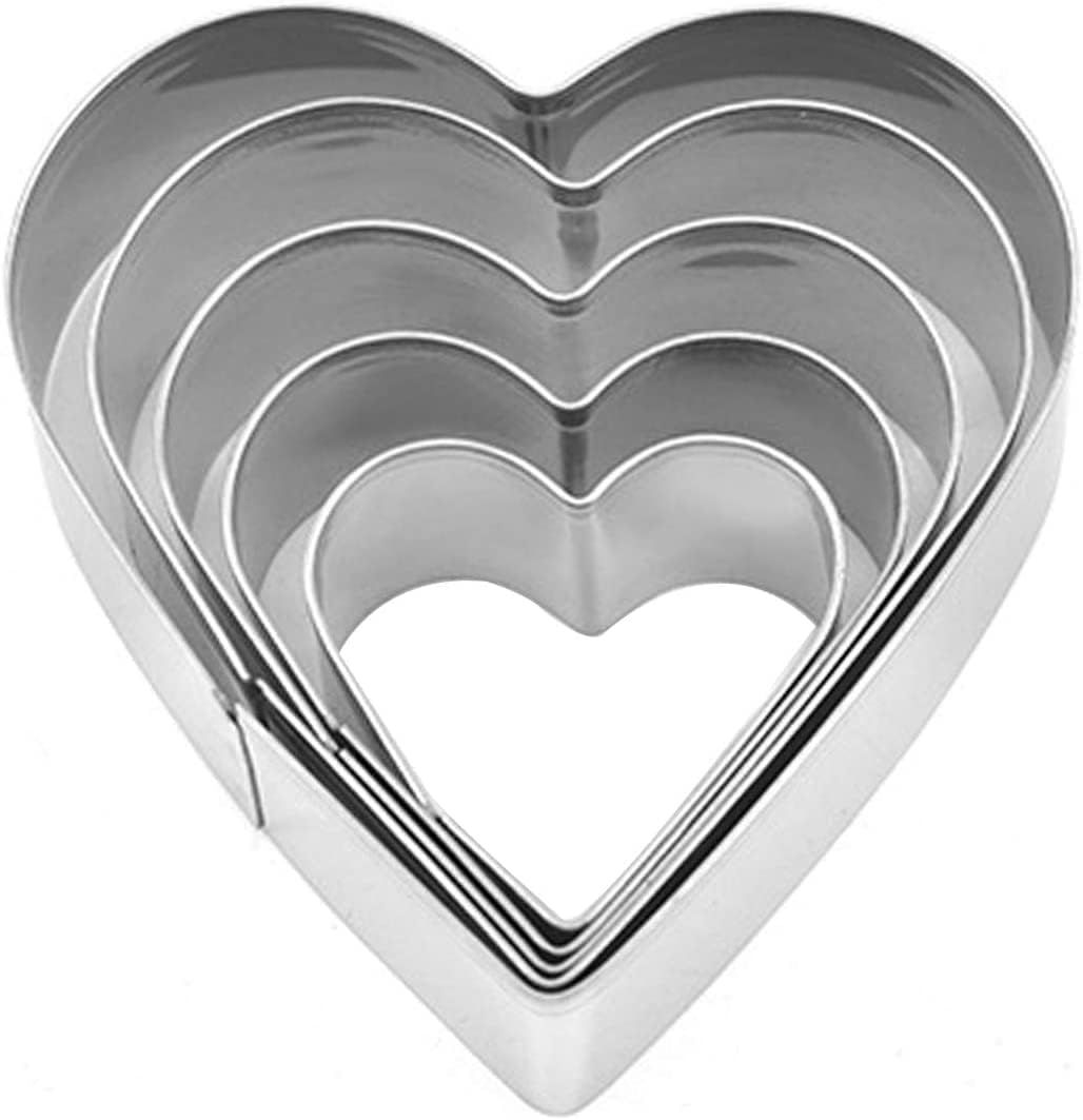 5 Pieces Heart Cookie Cutter Set - Valentine's Day Heart Shapes Stainless Steel Cutters Molds for Anniversary, Bridal, Engagement and Wedding, Baking Gifts - Image 8
