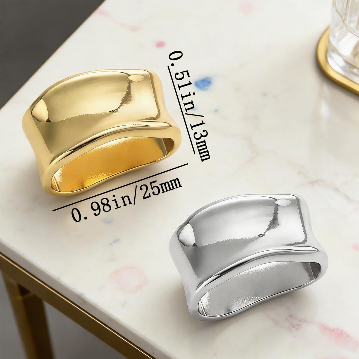 4 PCS Metal Scarf Clip Fashion Silk Scarves Clip Oblate Shawl Slide Buckle Minimalist Geometric Wrap Holder Clamp Grace Shawls Rings Brooches Clothing Accessory for Women Girls（Gold & Silver） - Image 2