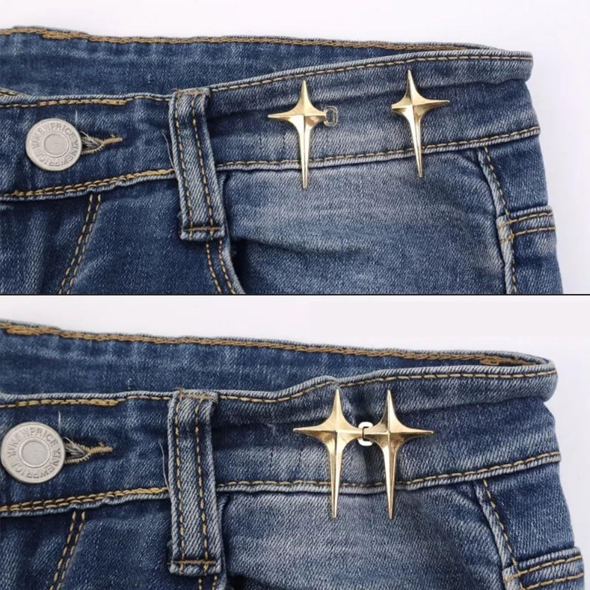8 Sets Adjustable Star Button Pant Waist Tightener, Adjustable Waist Buckle Sets No Sew and No Tools Detachable Decorative Waist Buckles, Jean Buttons Pins for Loose Jeans, Pants, Skirts, Sleeves - Image 5