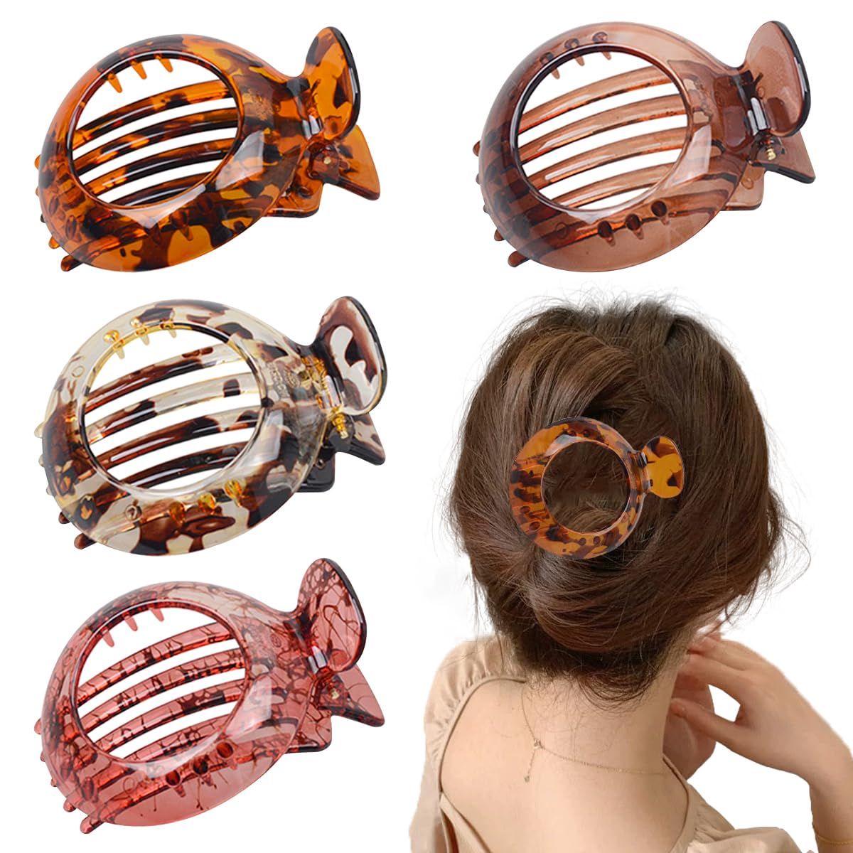 4 PCS Small Flat Hair Clips for Thin Hair Non-slip Hair Catch Jaw Clamp, Resilient Spring Action Perfect Everyday Accessory Clamps Hair Accessories for Women Girls - Image 1