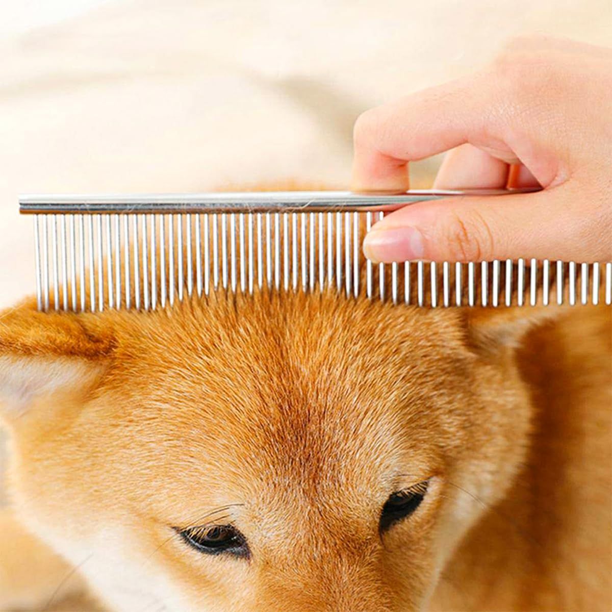 4 PCS Stainless-Steel Comb Dog Combs for Knots, Mats & Loose Hair Removal - Effective Dematting Tool, Comfortable, Lightweight, Portable & Safe for Dogs, Cats & Pets - Image 4