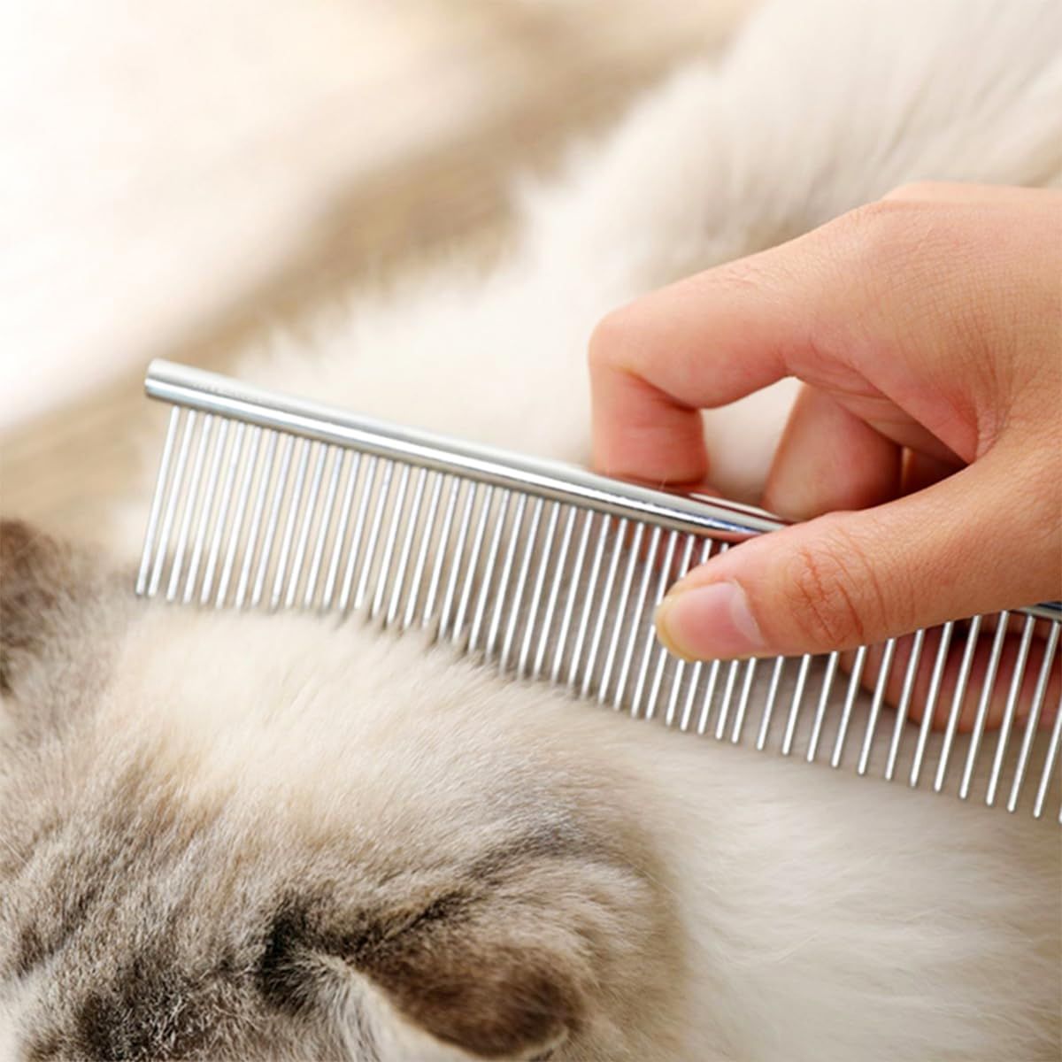 4 PCS Stainless-Steel Comb Dog Combs for Knots, Mats & Loose Hair Removal - Effective Dematting Tool, Comfortable, Lightweight, Portable & Safe for Dogs, Cats & Pets - Image 5