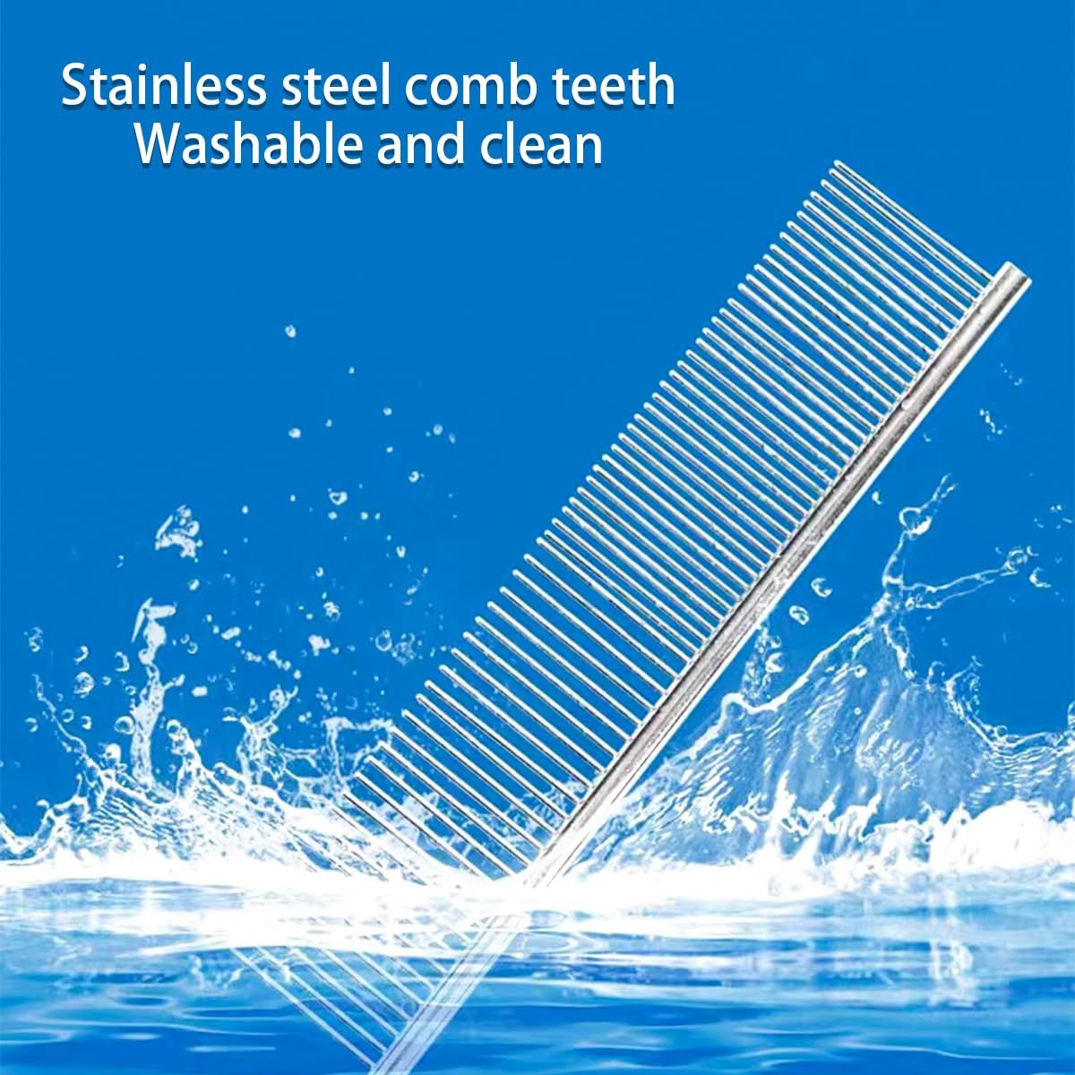 4 PCS Stainless-Steel Comb Dog Combs for Knots, Mats & Loose Hair Removal - Effective Dematting Tool, Comfortable, Lightweight, Portable & Safe for Dogs, Cats & Pets - Image 6