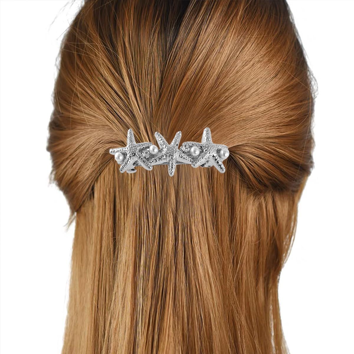 4 PCS Starfish Hair Barrettes for Women Girls Hair Clips Pearl Spring Hair Clip Accessories Women Fashion Ponytail Holders French Barrettes for Thick Hair Clips for Long Hair for Daily Use - Image 4